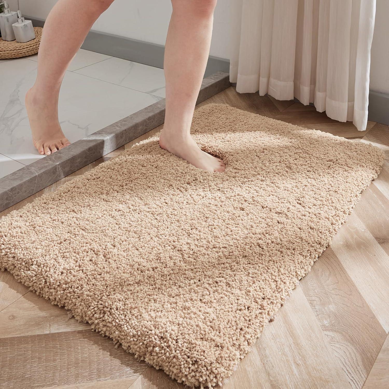 Alfombra de baño Disolla 17x24 antideslizante beige suave