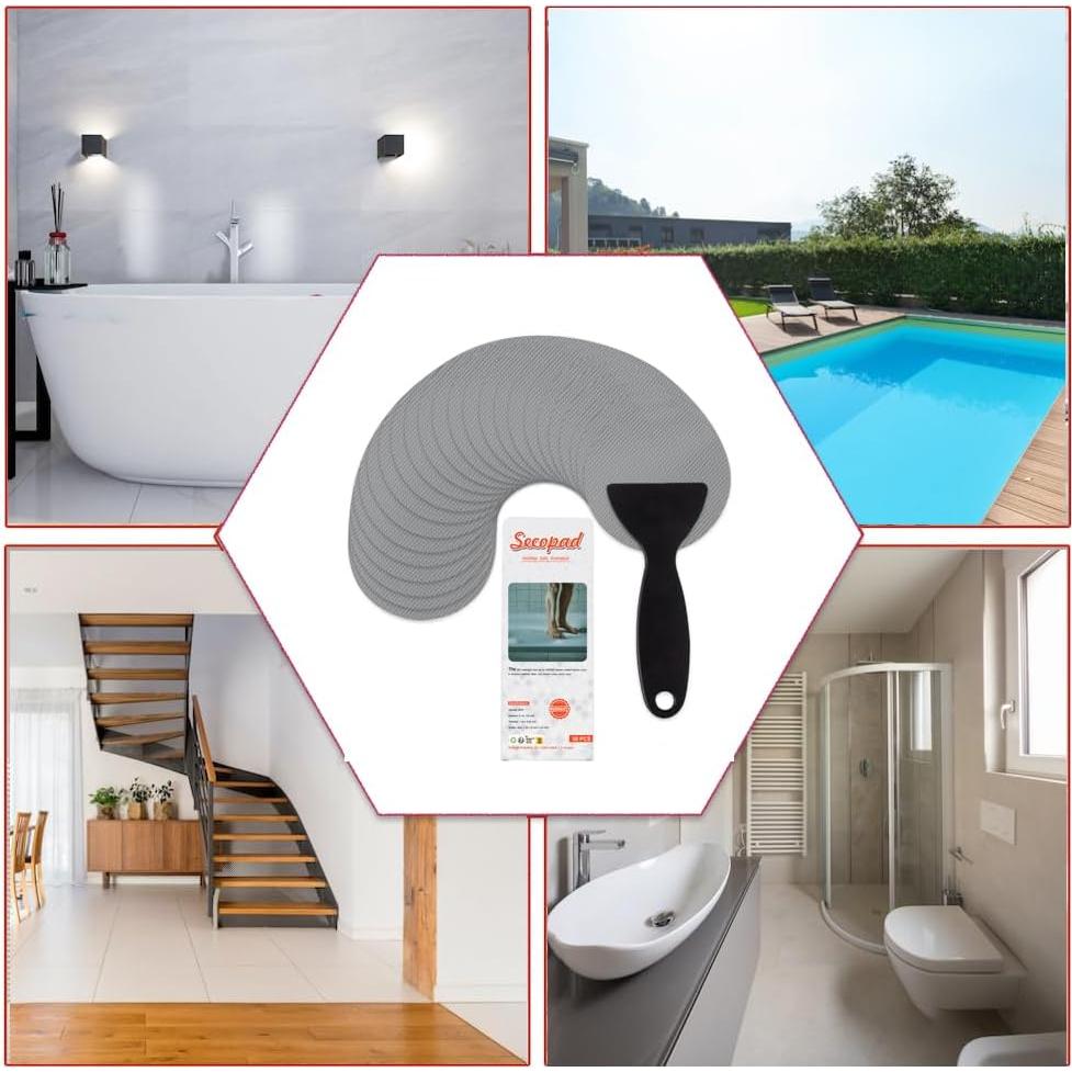 36 Calcomanías Antideslizantes Secopad para Baño Gris