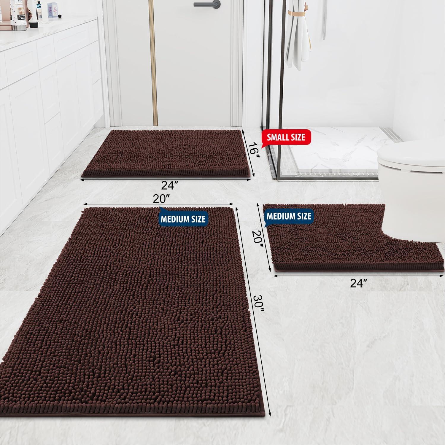 Alfombrilla de baño Smiry chenilla 76x51 cm marrón antideslizante