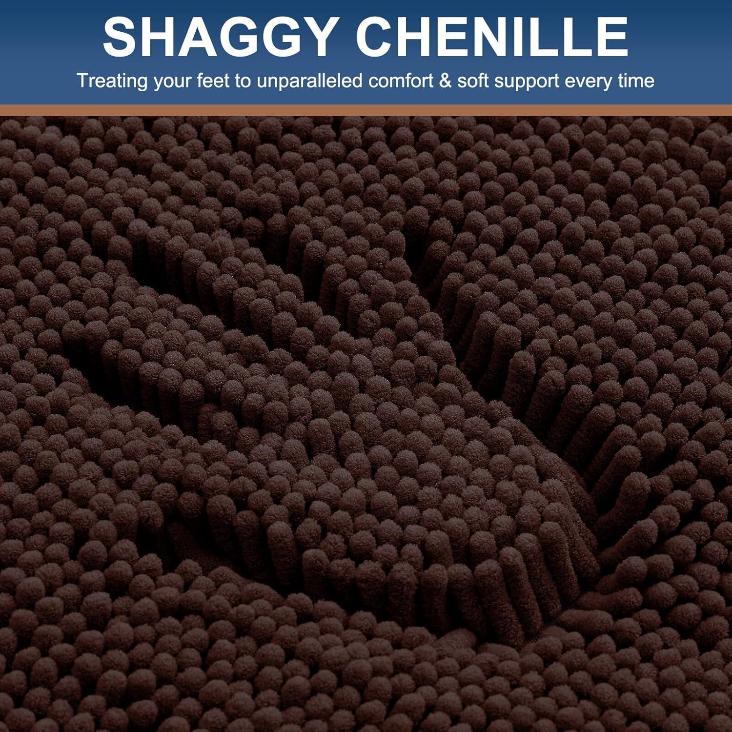 Alfombrilla de baño Smiry chenilla 76x51 cm marrón antideslizante