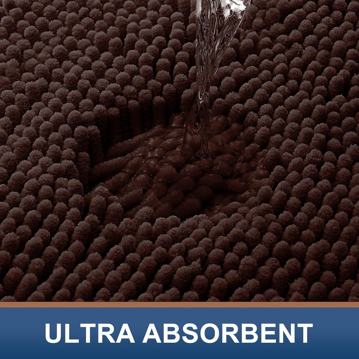 Alfombrilla de baño Smiry chenilla 76x51 cm marrón antideslizante