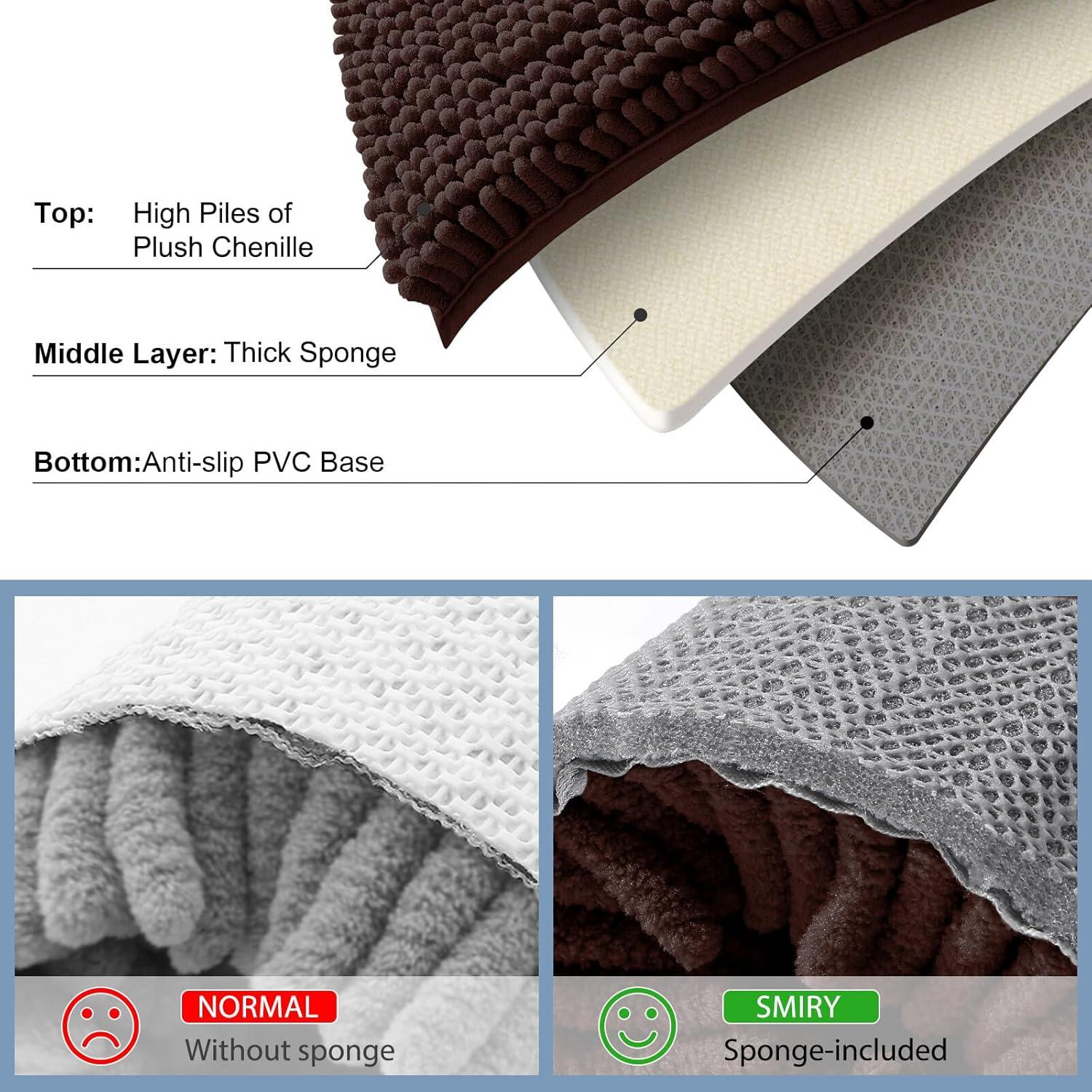 Alfombrilla de baño Smiry chenilla 76x51 cm marrón antideslizante