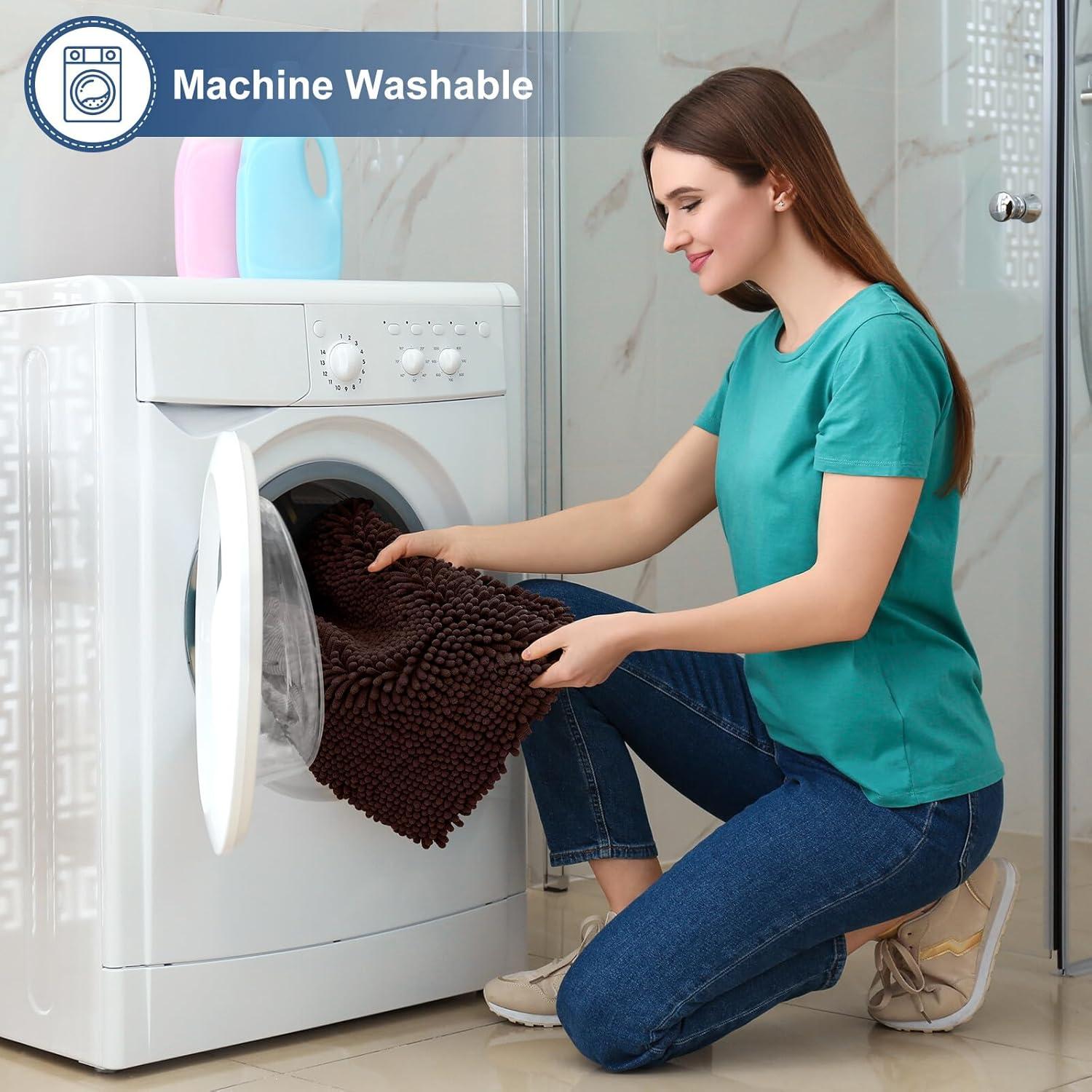 Alfombrilla de baño Smiry chenilla 76x51 cm marrón antideslizante