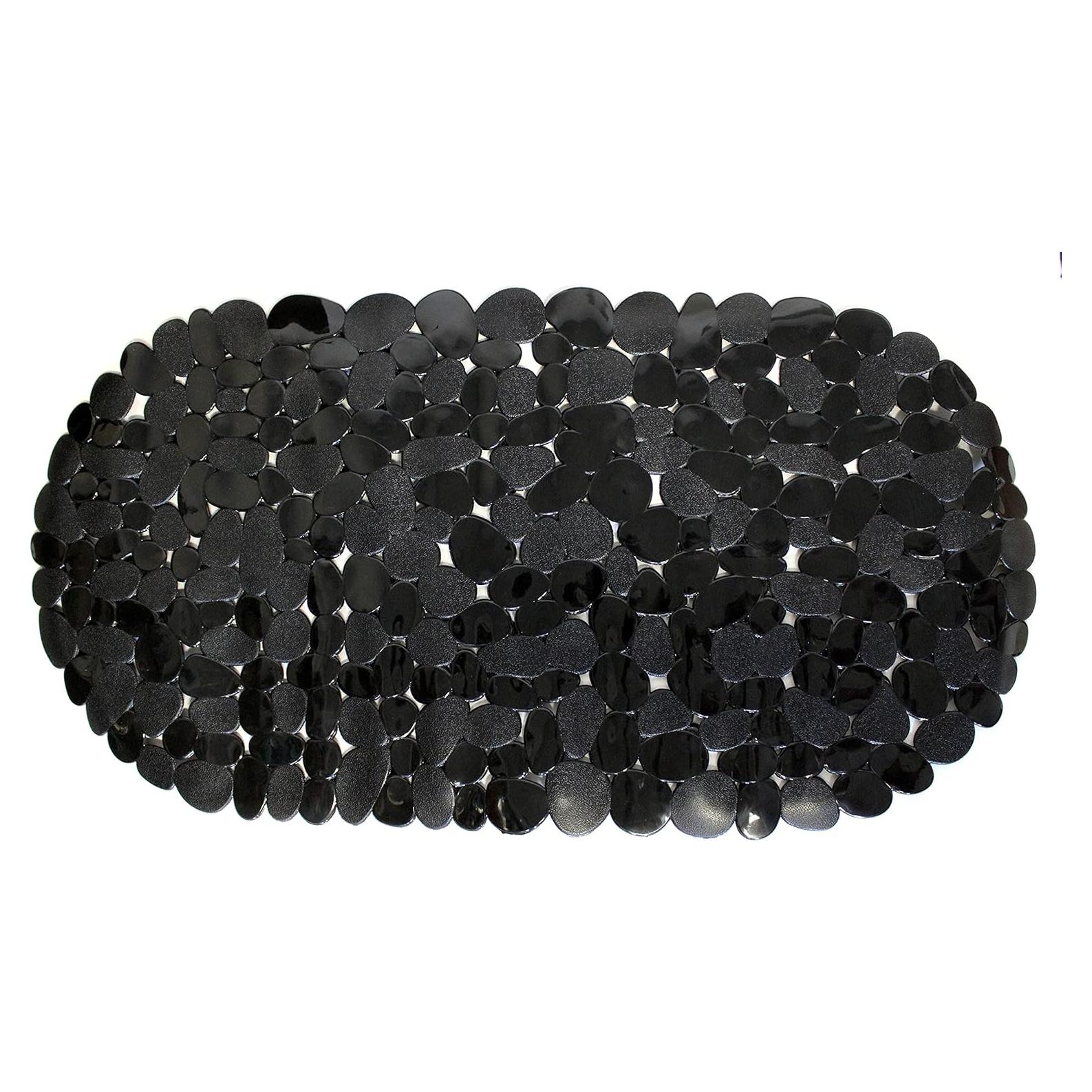 Alfombrilla de Baño Ovalada Antideslizante PVC Negro 68,5x35,5cm