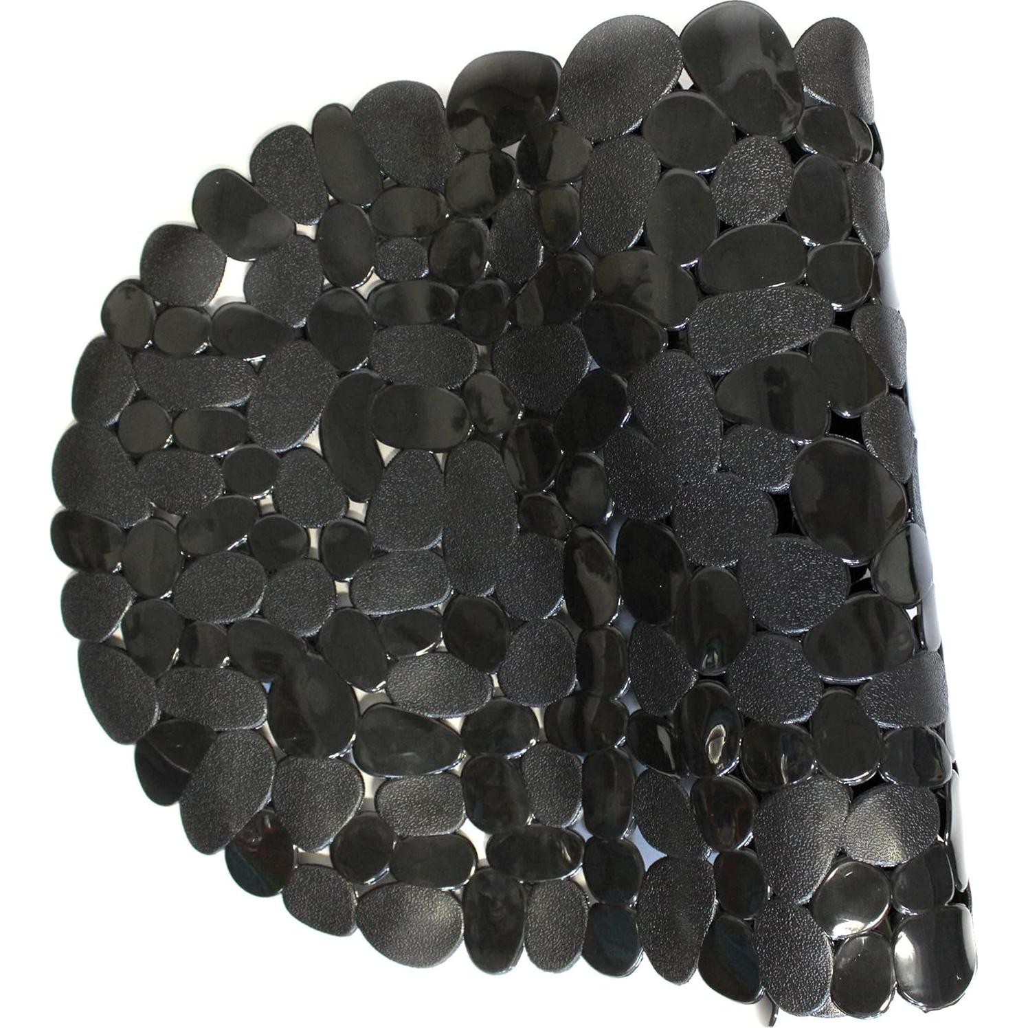 Alfombrilla de Baño Ovalada Antideslizante PVC Negro 68,5x35,5cm