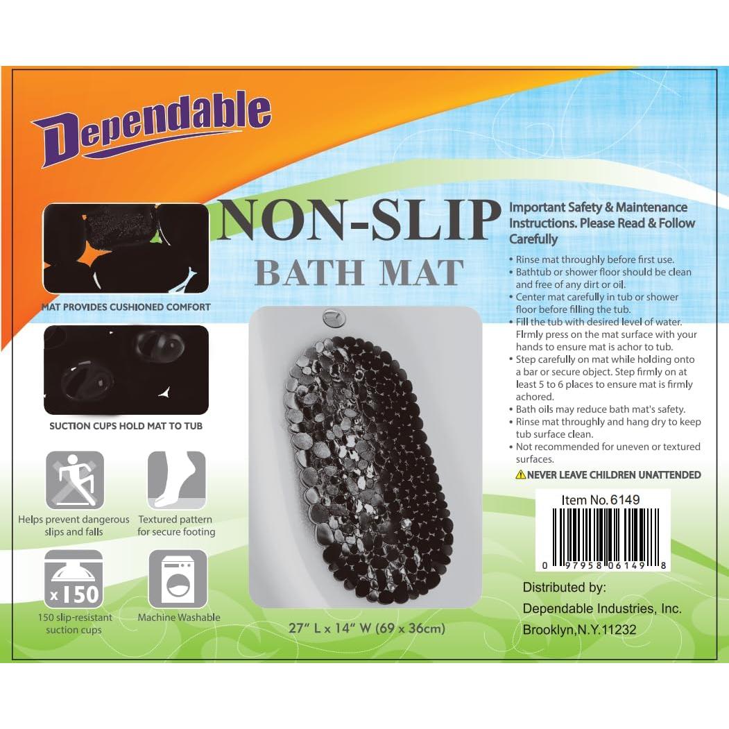 Alfombrilla de Baño Ovalada Antideslizante PVC Negro 68,5x35,5cm