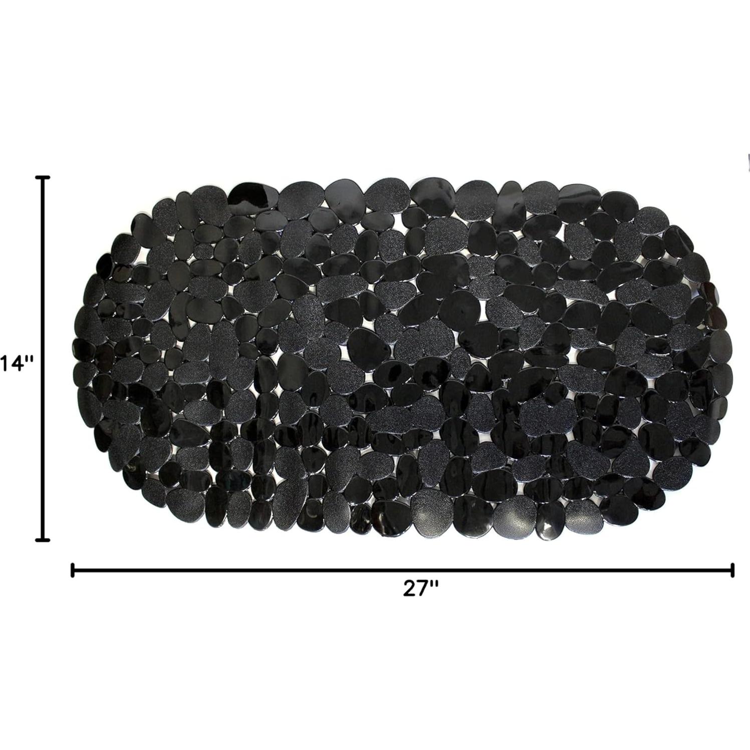 Alfombrilla de Baño Ovalada Antideslizante PVC Negro 68,5x35,5cm