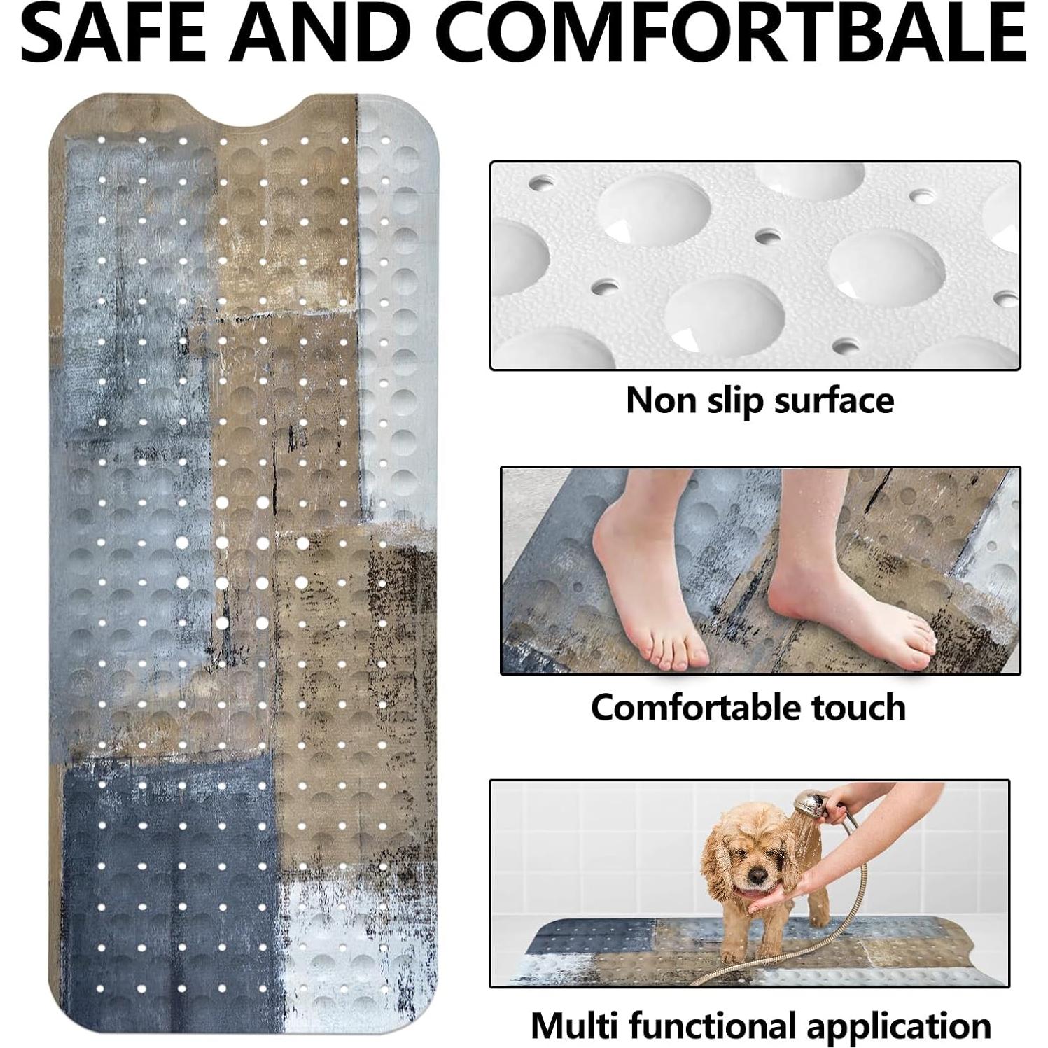 Alfombrilla de Baño Antideslizante Lnond 101,6 x 40,6 cm Azul Marrón