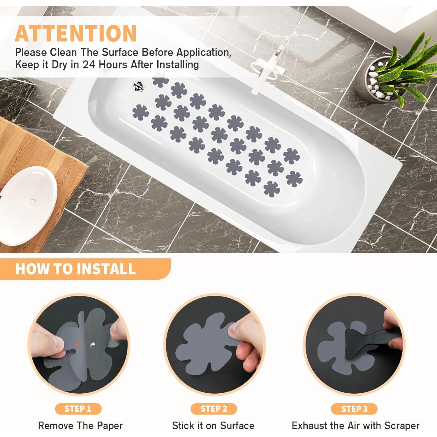 Pegatinas Antideslizantes Nodirz 24 PCS Seguridad Baño