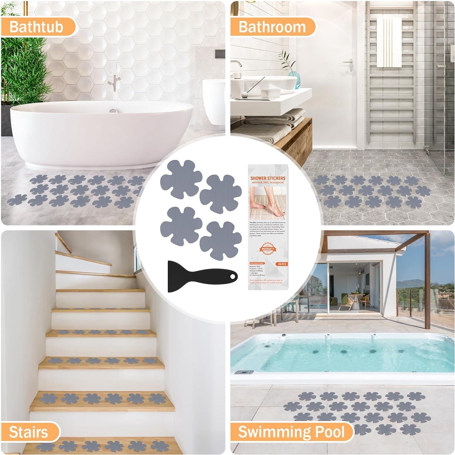 Pegatinas Antideslizantes Nodirz 24 PCS Seguridad Baño