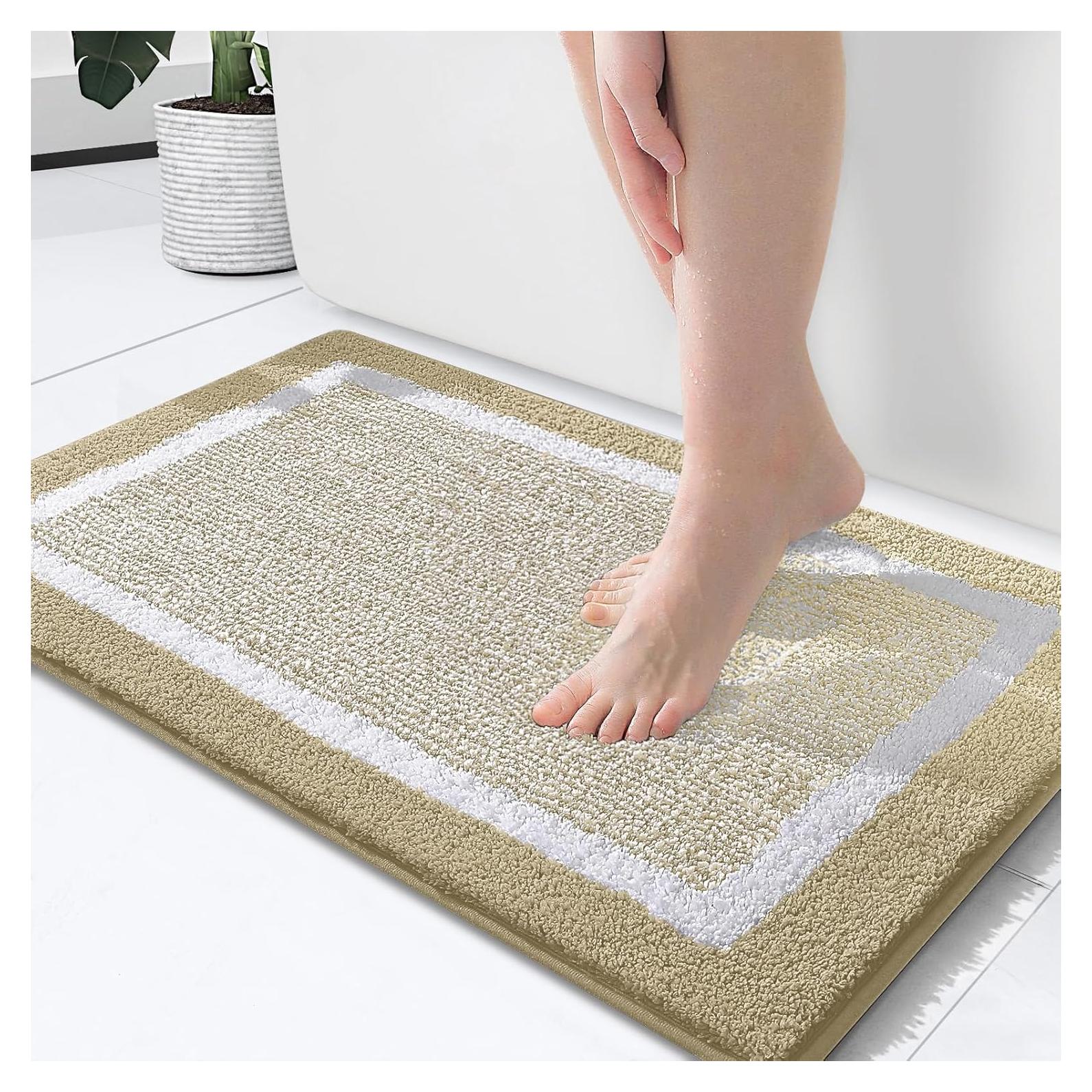 Alfombrilla de Baño OLANLY 61x41 cm Microfibra Beige