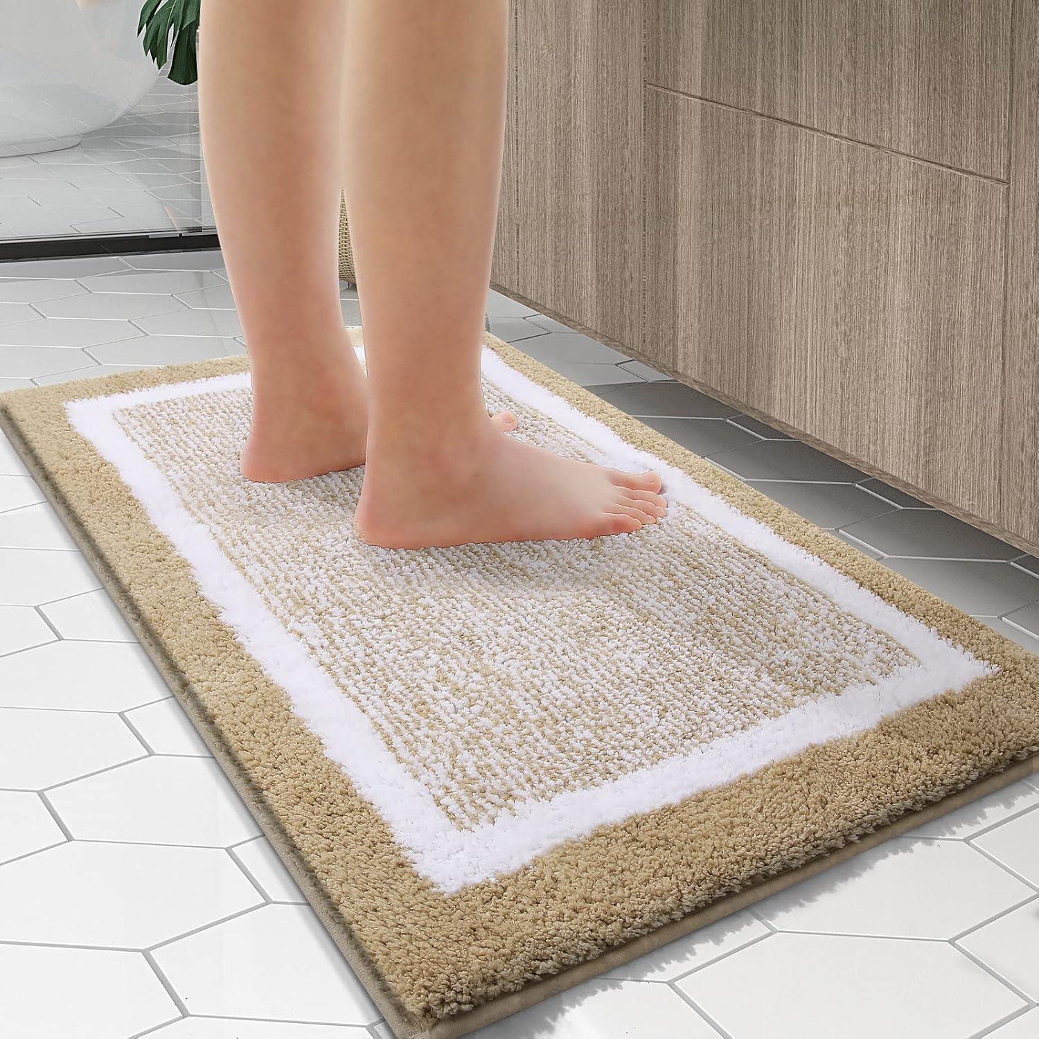 Alfombrilla de Baño OLANLY 61x41 cm Microfibra Beige