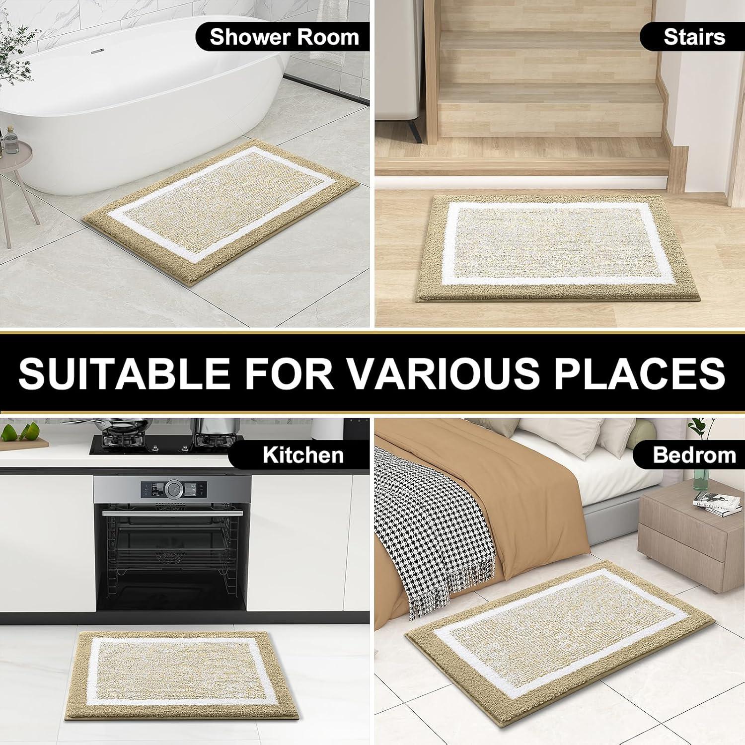 Alfombrilla de Baño OLANLY 61x41 cm Microfibra Beige