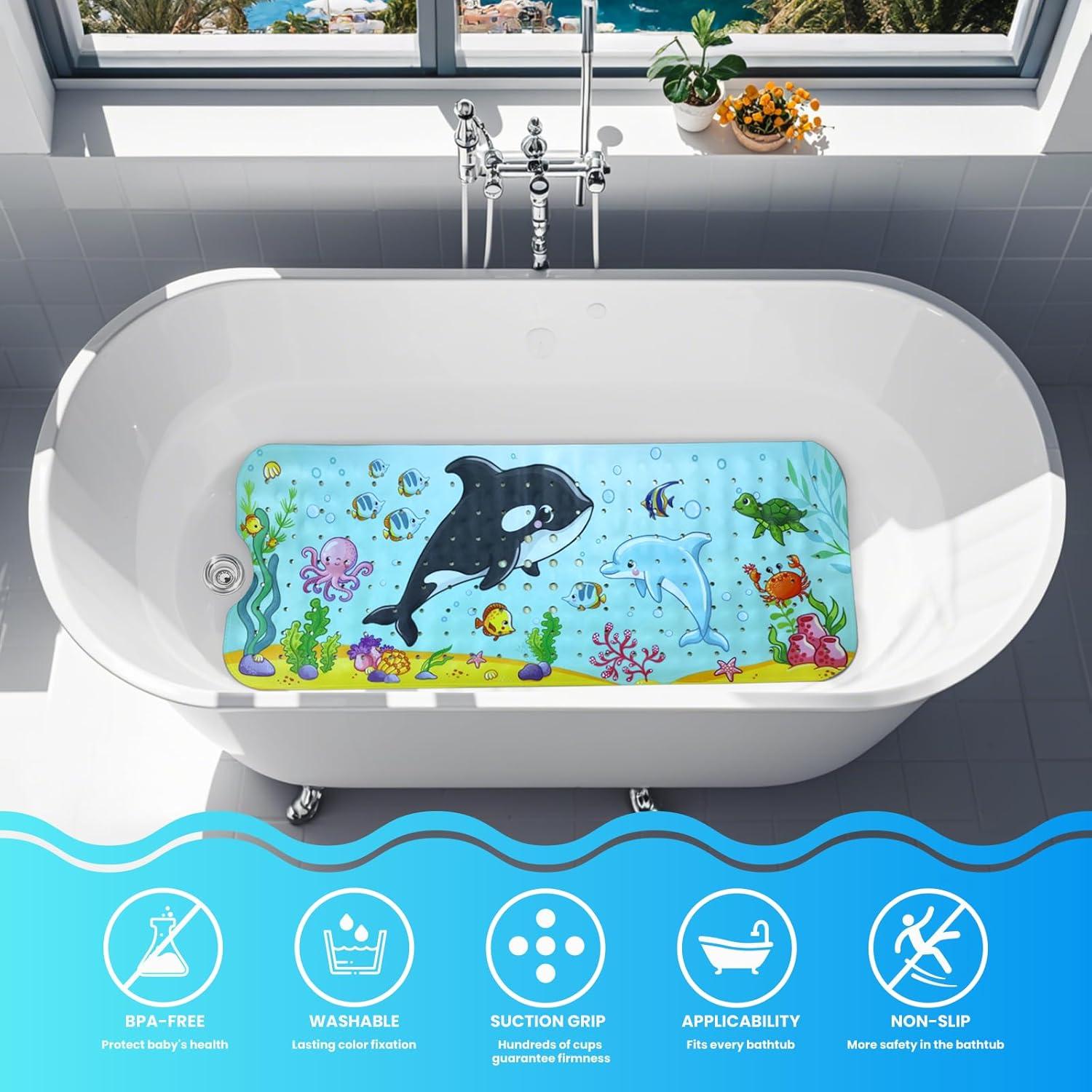 Alfombrilla de baño Linoows 101x41 cm antideslizante ballena