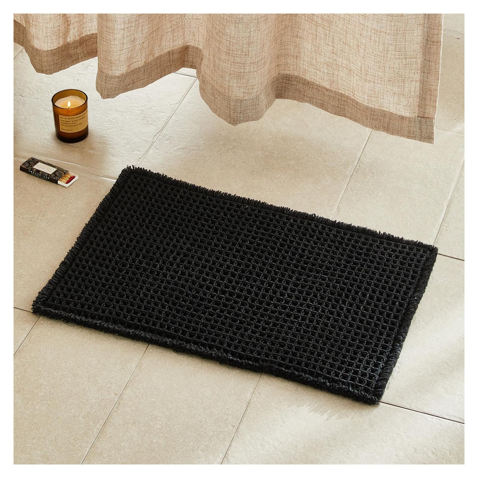 Alfombra de baño antideslizante TYUU negra 61x41 cm