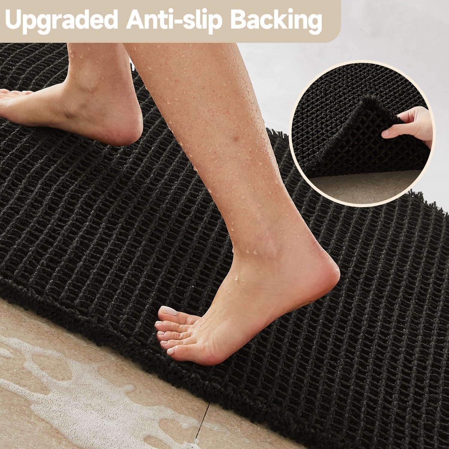 Alfombra de baño antideslizante TYUU negra 61x41 cm