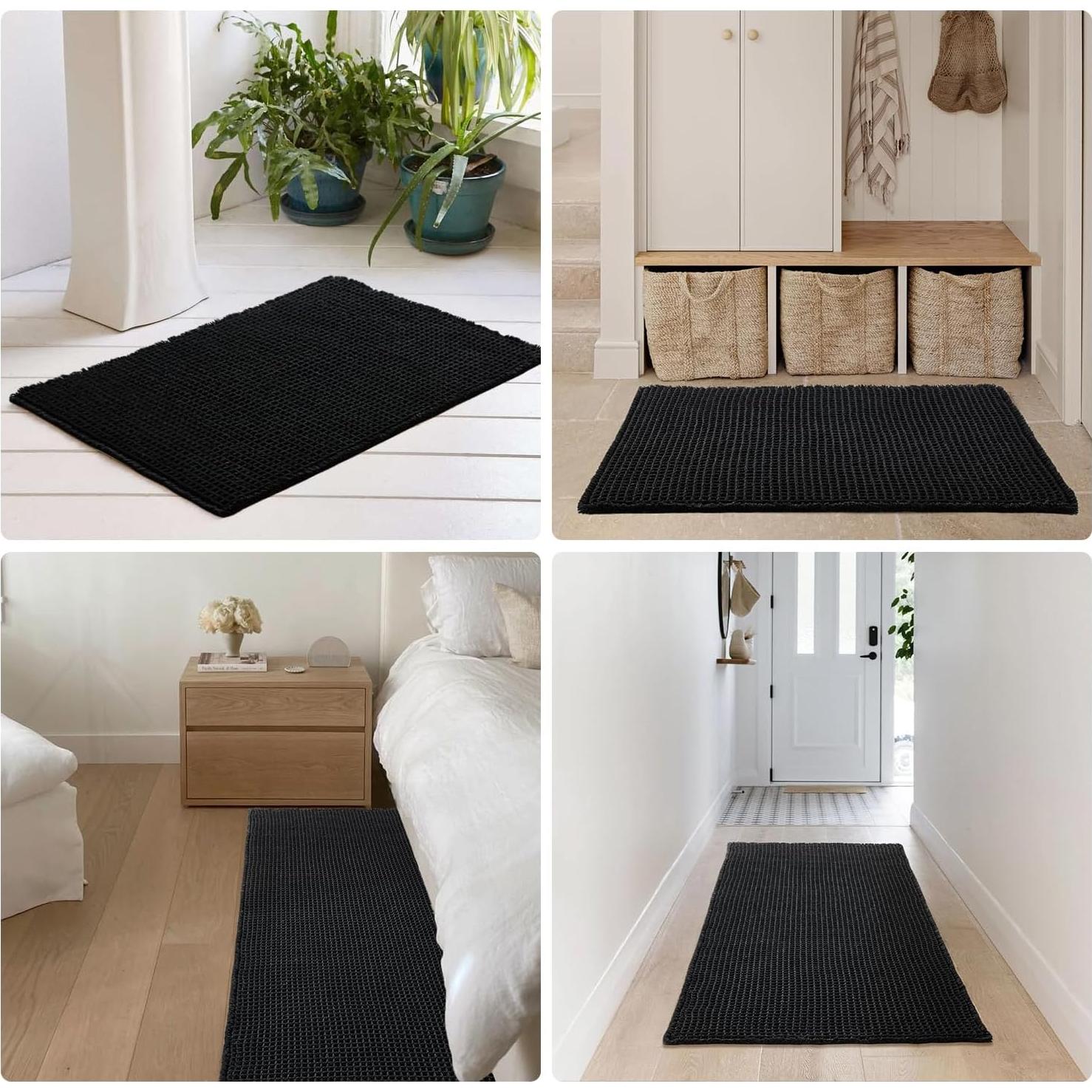 Alfombra de baño antideslizante TYUU negra 61x41 cm