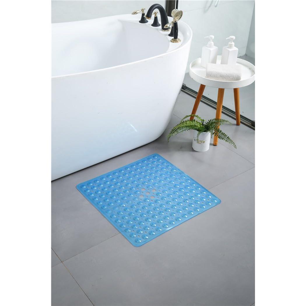 Alfombra Antideslizante Jiajie 53x53 cm Ducha Azul PVC