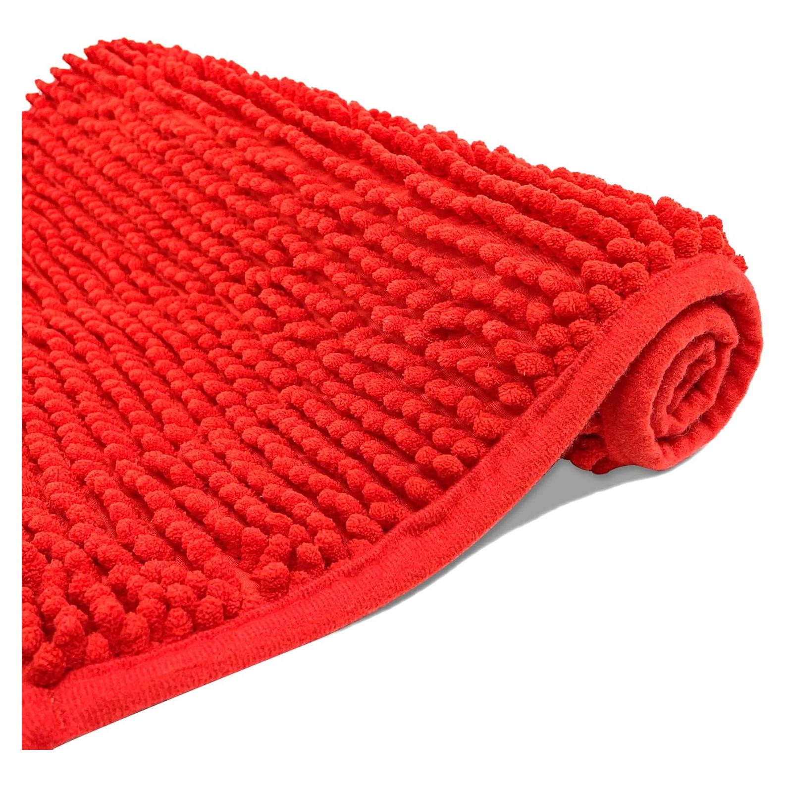 Alfombra de Baño Antideslizante Eanpet 60x88 cm Roja