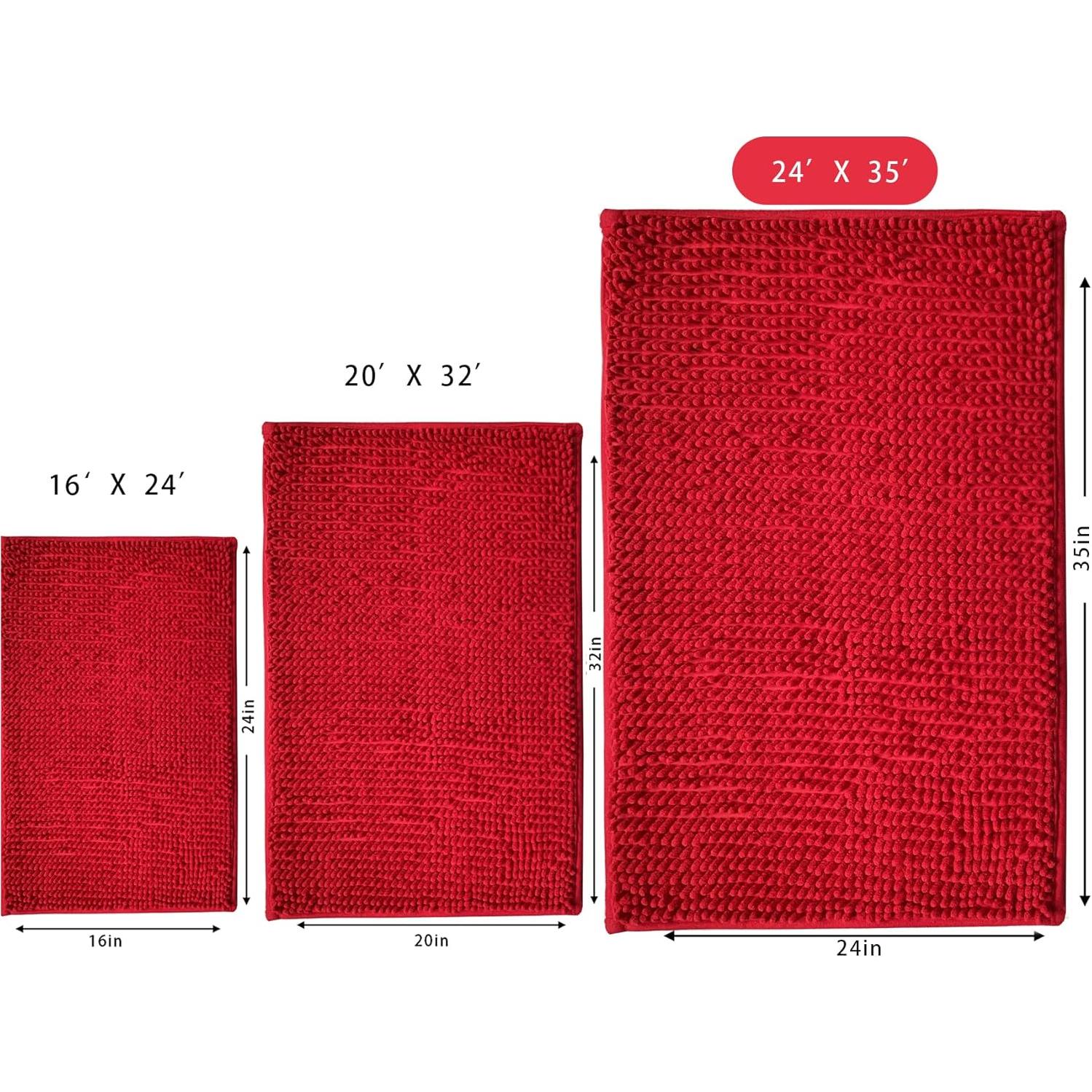 Alfombra de Baño Antideslizante Eanpet 60x88 cm Roja