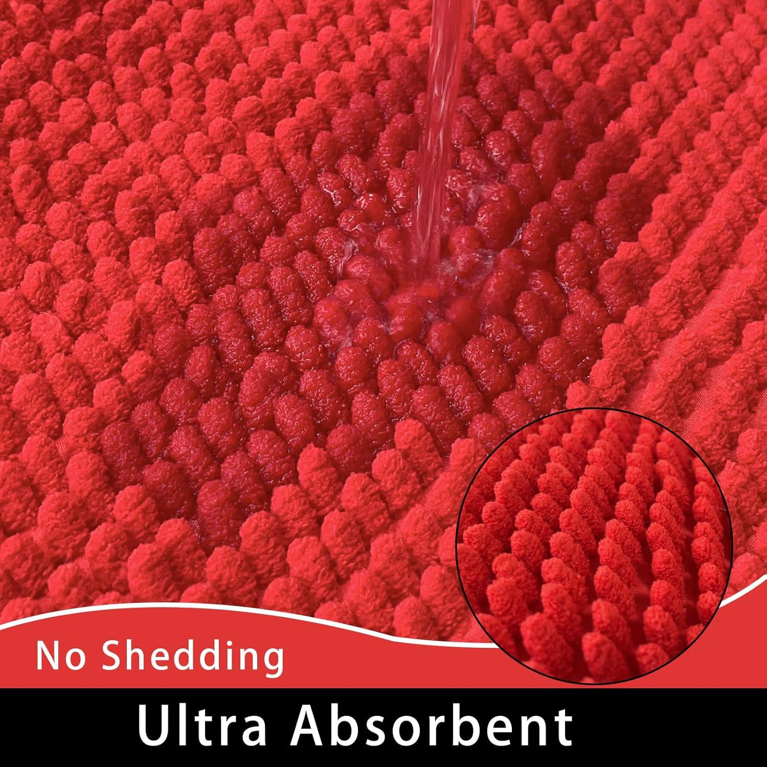 Alfombra de Baño Antideslizante Eanpet 60x88 cm Roja