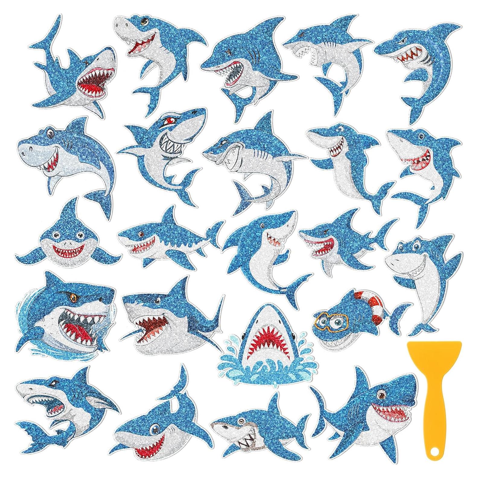 Calcomanías Antideslizantes Tiburón Yaomiao 24 Pcs Azul