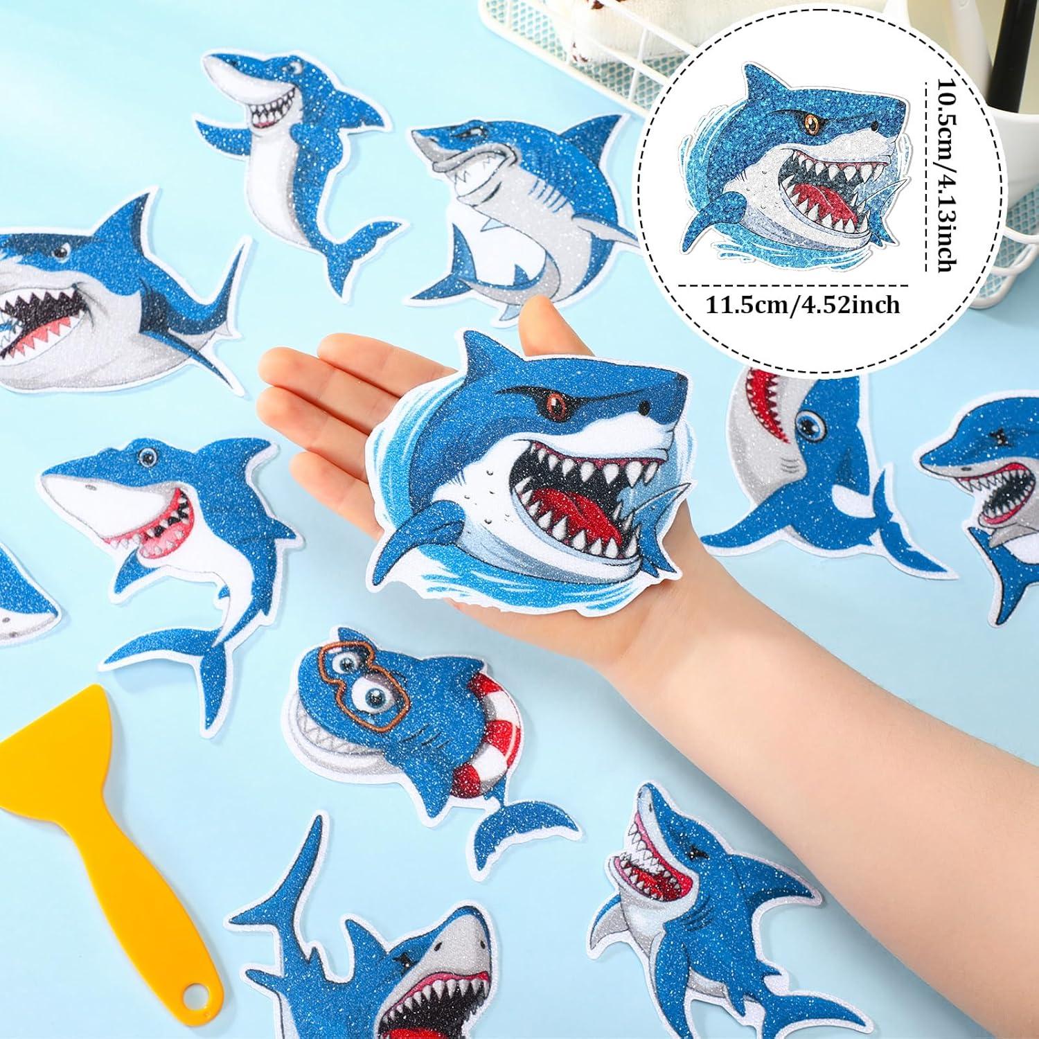 Calcomanías Antideslizantes Tiburón Yaomiao 24 Pcs Azul