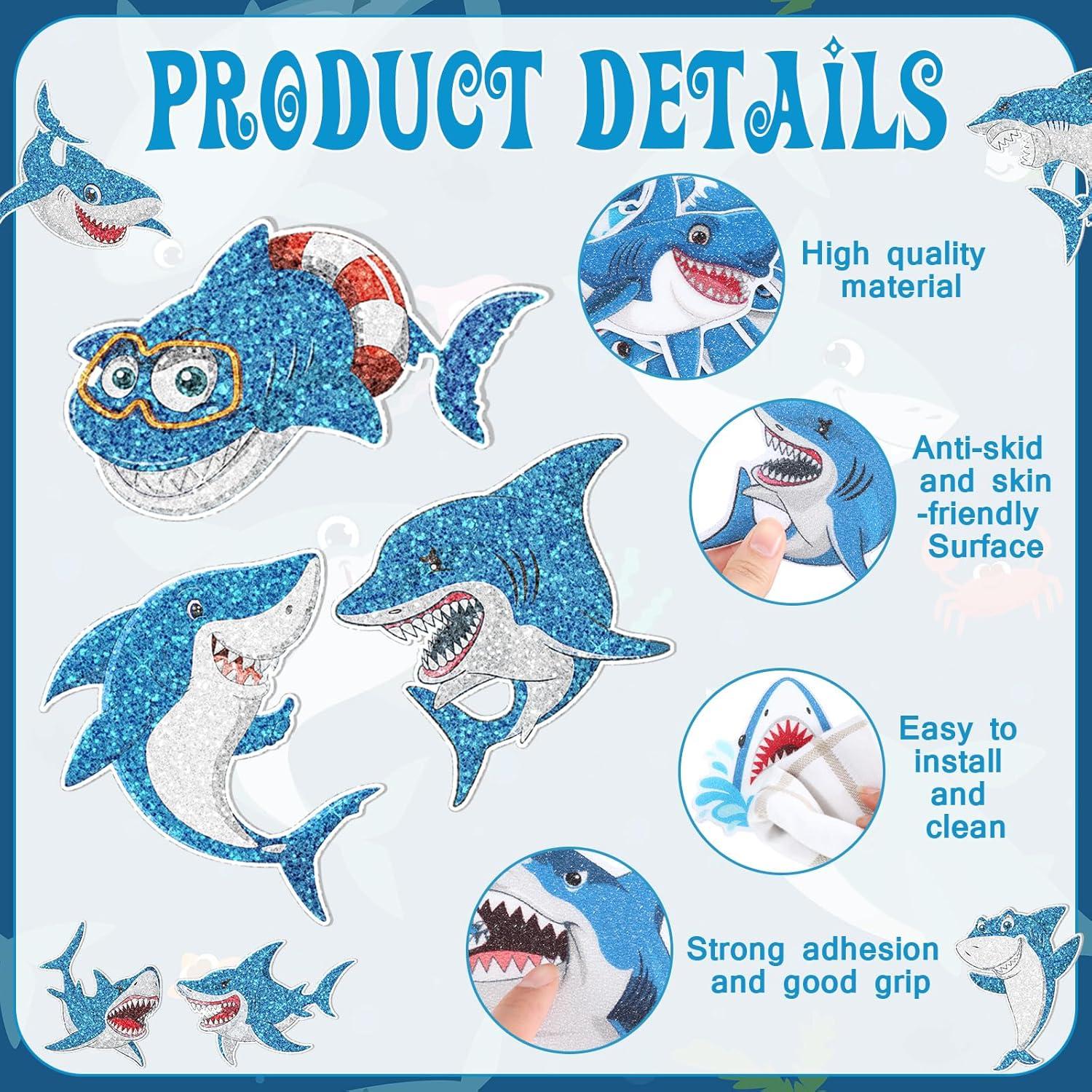 Calcomanías Antideslizantes Tiburón Yaomiao 24 Pcs Azul