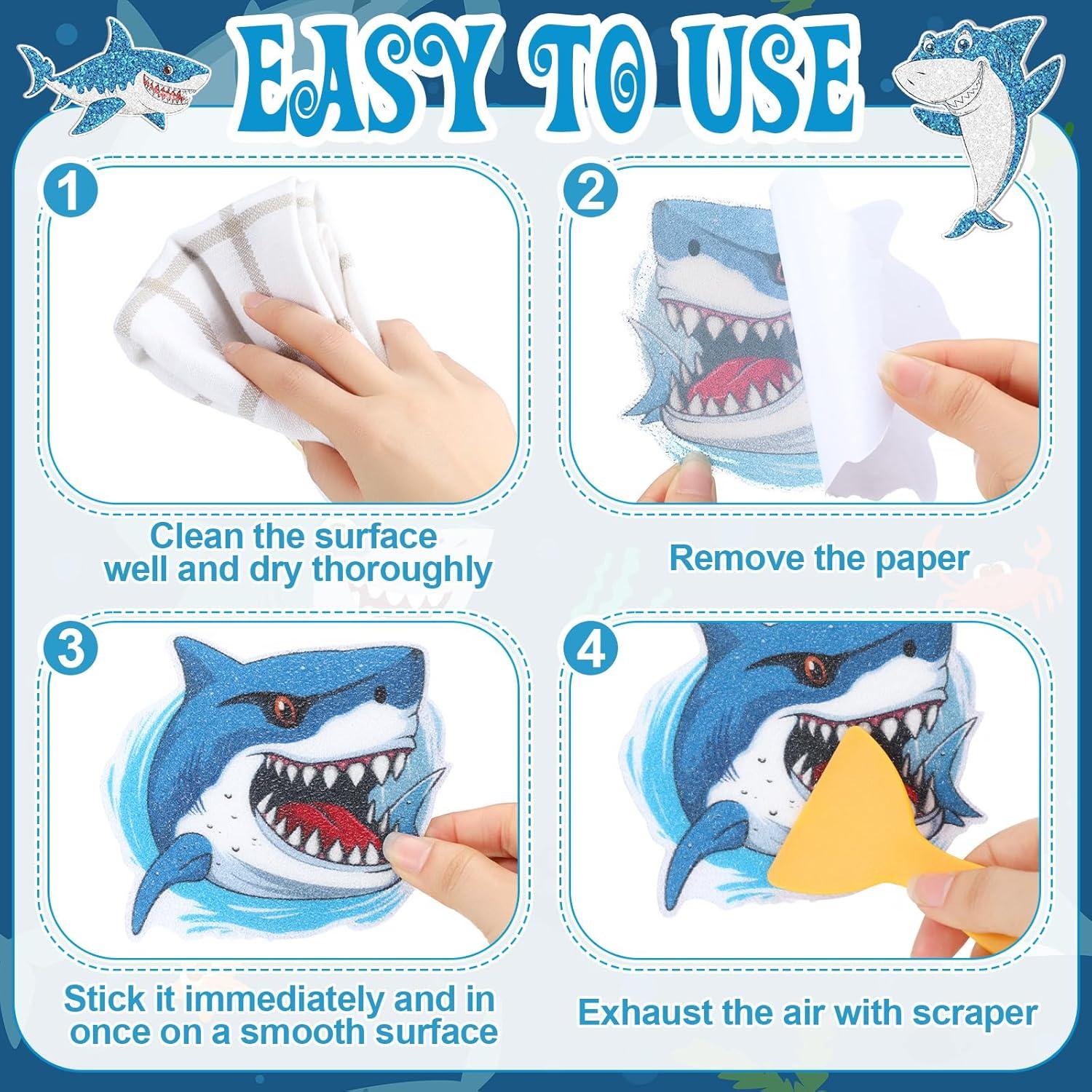 Calcomanías Antideslizantes Tiburón Yaomiao 24 Pcs Azul