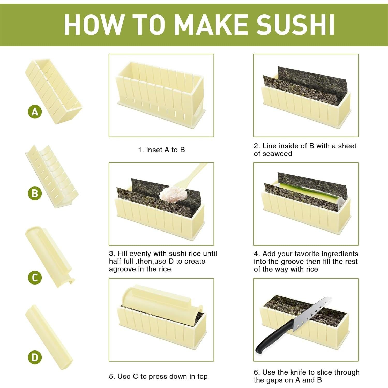 Kit de Hacer Sushi 12 Piezas TIMDAM Accesorios de Cocina