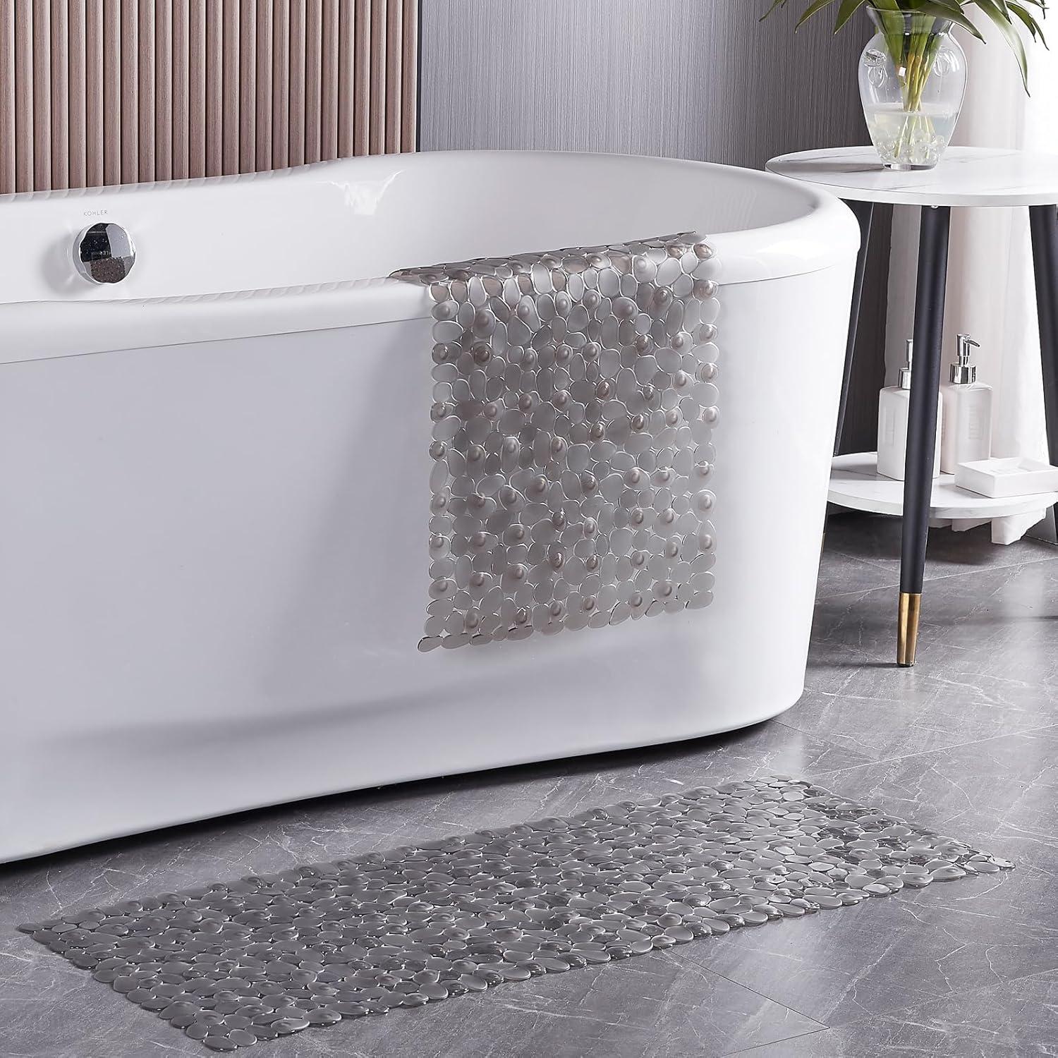 Alfombra de Ducha Antideslizante Webos 40x16 cm Gris Claro