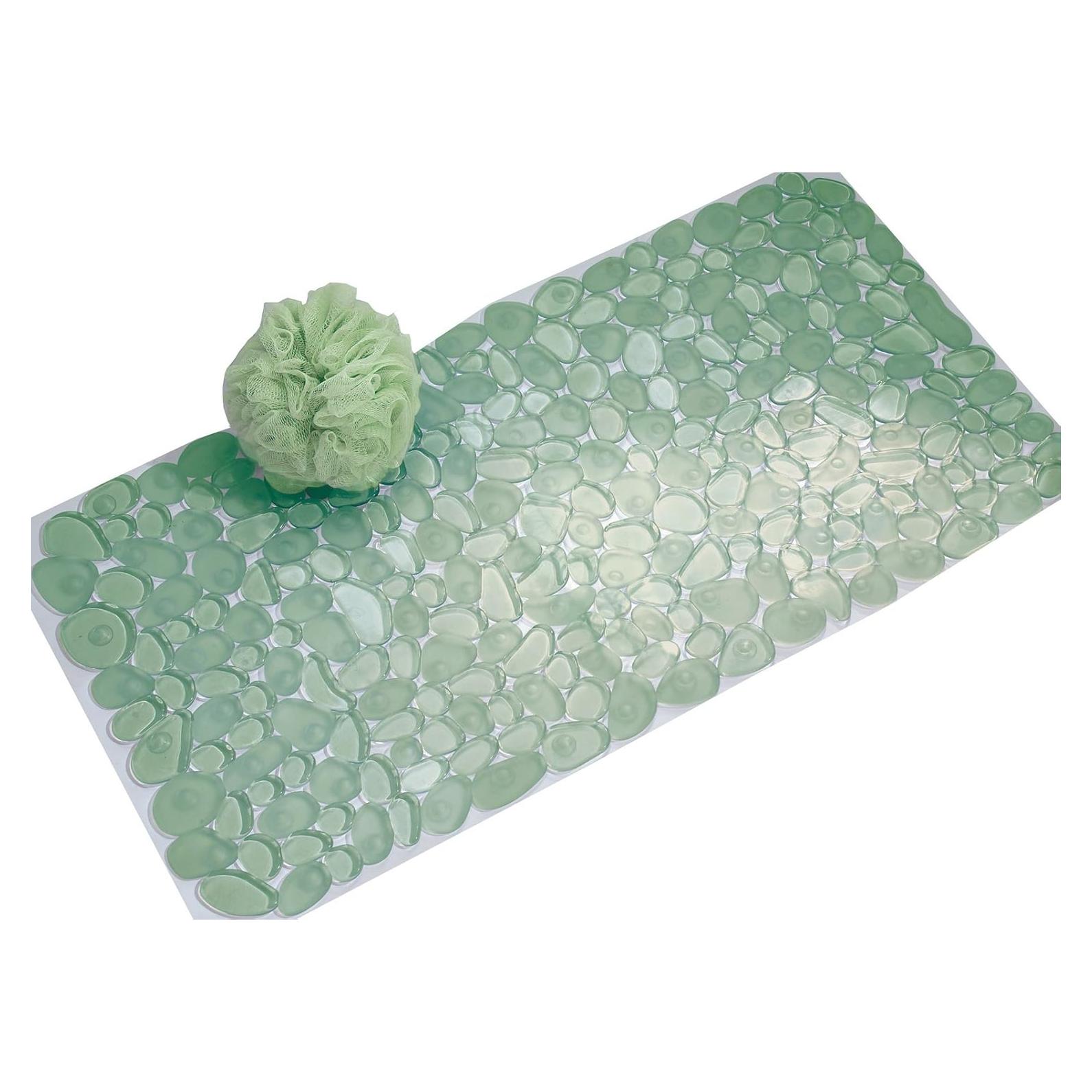 Alfombrilla de Baño Antideslizante iDesign Pebblz Verde 66x34 cm