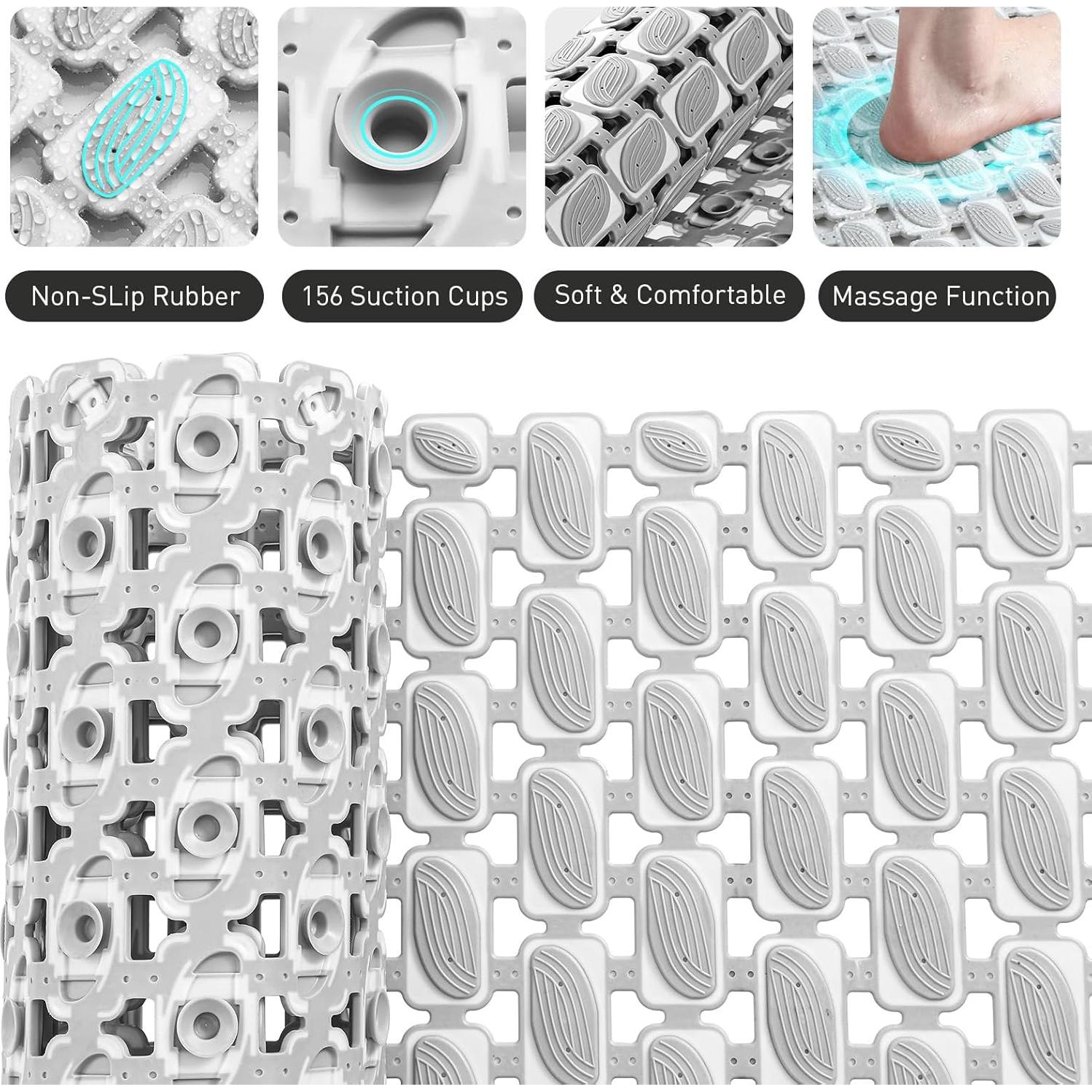 Alfombrilla de Ducha Antideslizante XIYUNTE 91x41 cm Gris