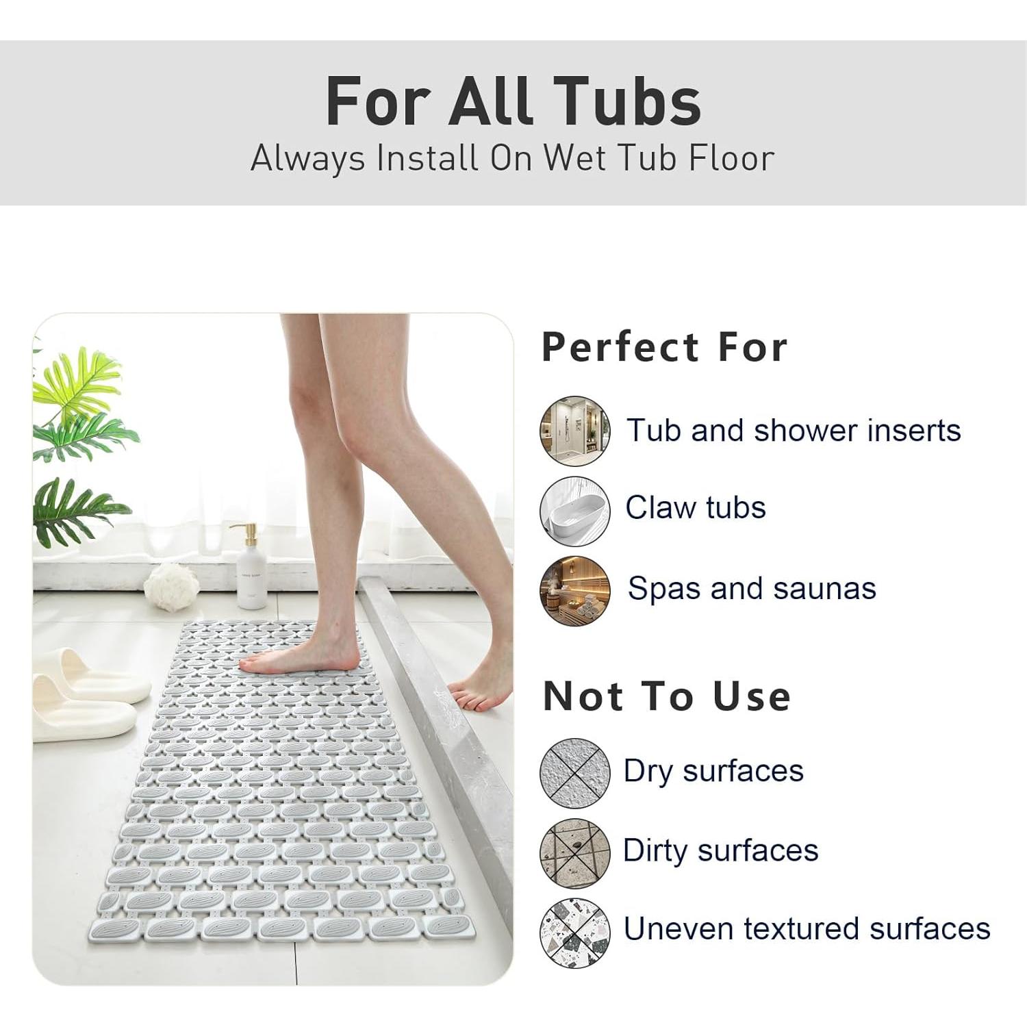 Alfombrilla de Ducha Antideslizante XIYUNTE 91x41 cm Gris