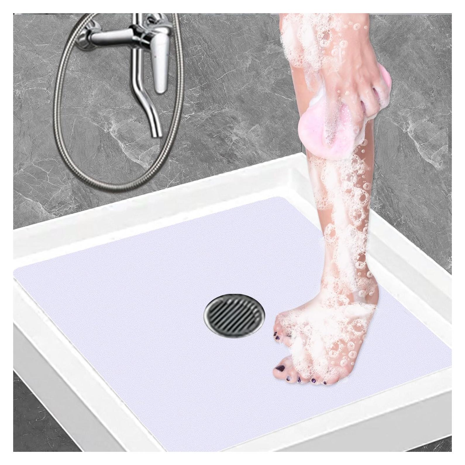 Mat de baño antideslizante Dunzoom 54x54 cm blanco con agujero