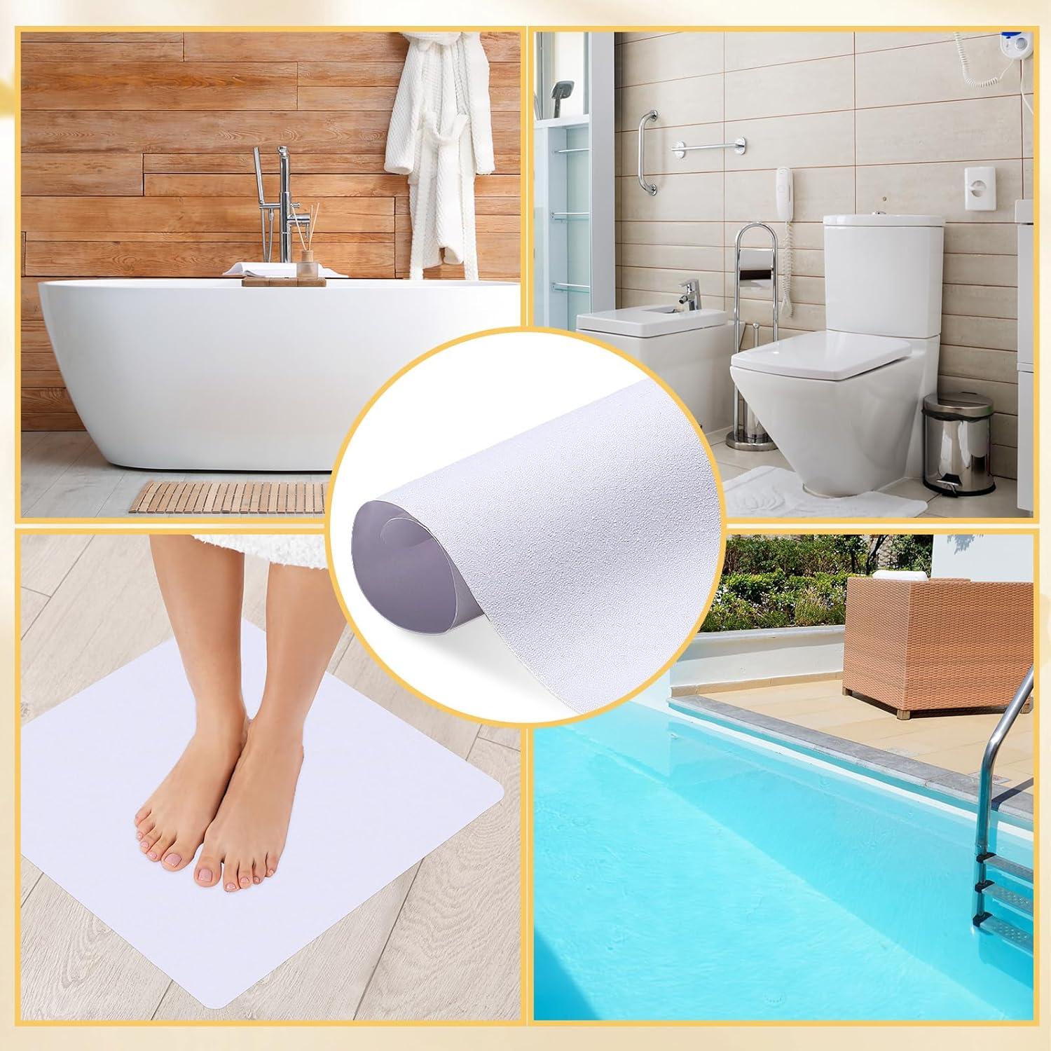 Mat de baño antideslizante Dunzoom 54x54 cm blanco con agujero