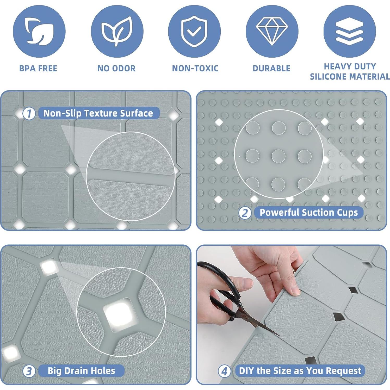 Alfombrilla de Ducha Antideslizante MeimeiDe 53x53 cm Gris