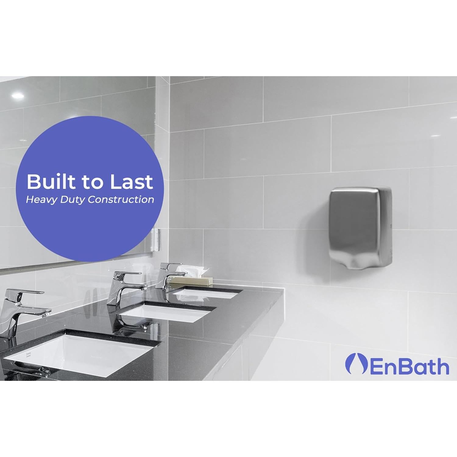 Secador de Manos Eléctrico Acero Inoxidable 360 km/h 1350W