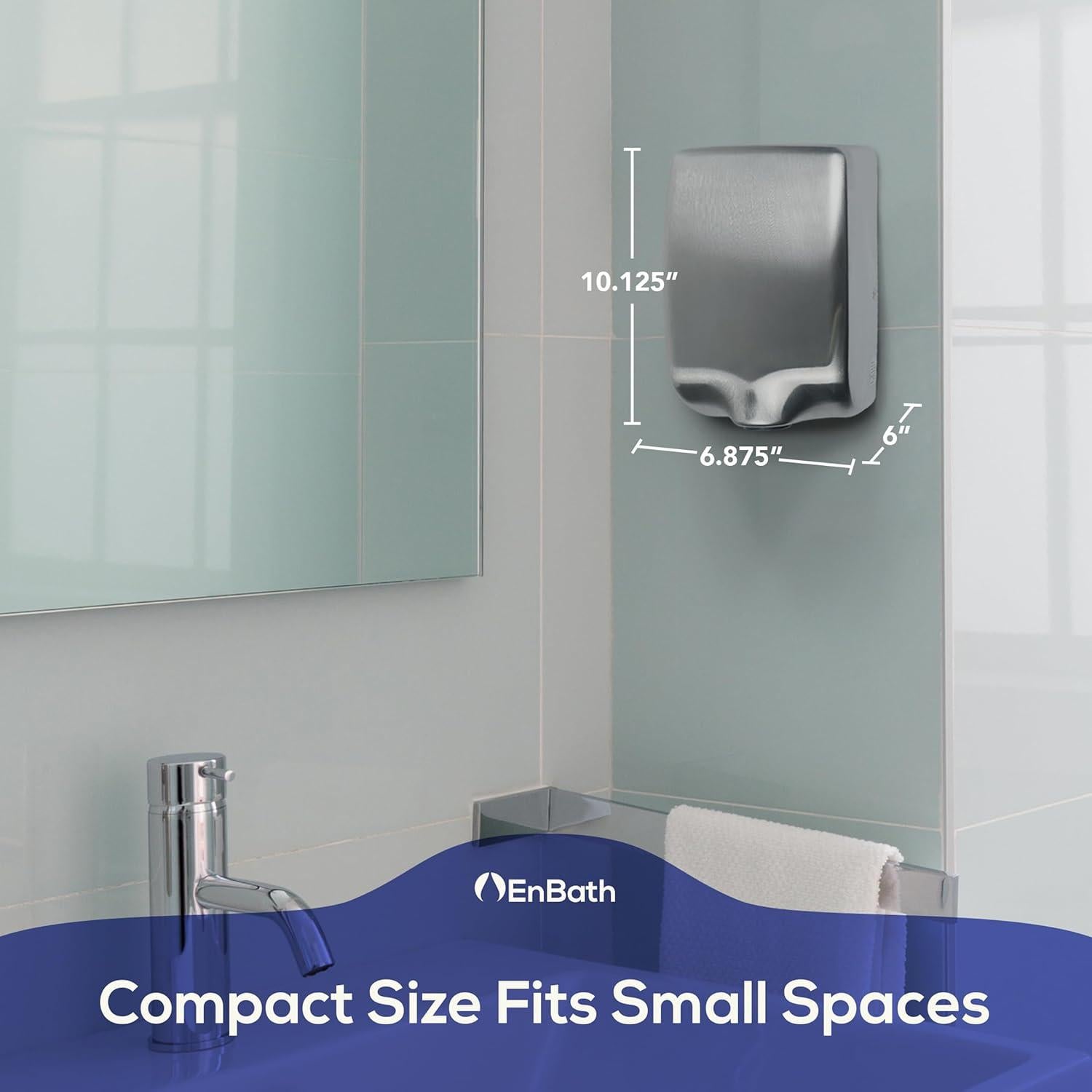 Secador de Manos Eléctrico Acero Inoxidable 360 km/h 1350W