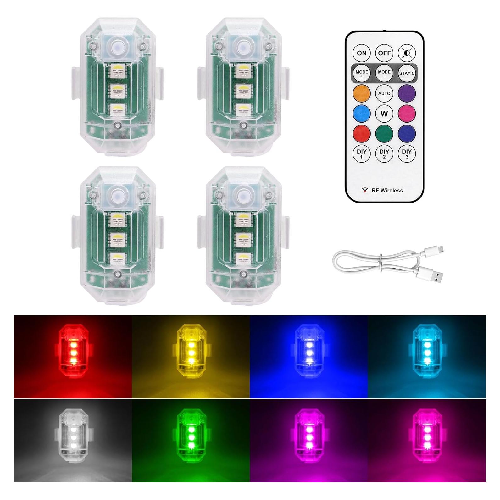 Luces Estroboscópicas LED Inalámbricas LYCARESUN 4PCS USB 8 Colores