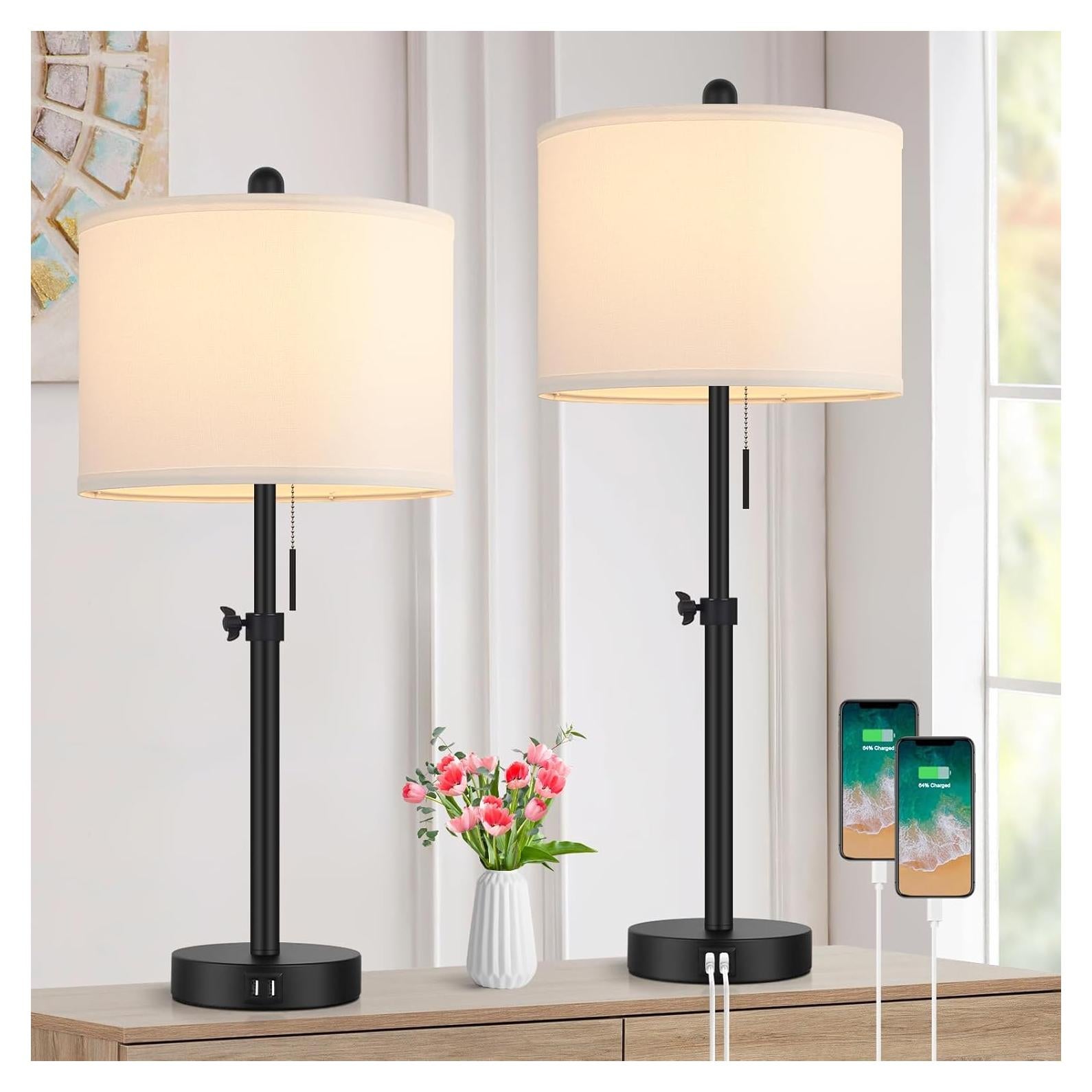 Juego de 2 Lámparas de Mesa Ajustables Kondras Negro