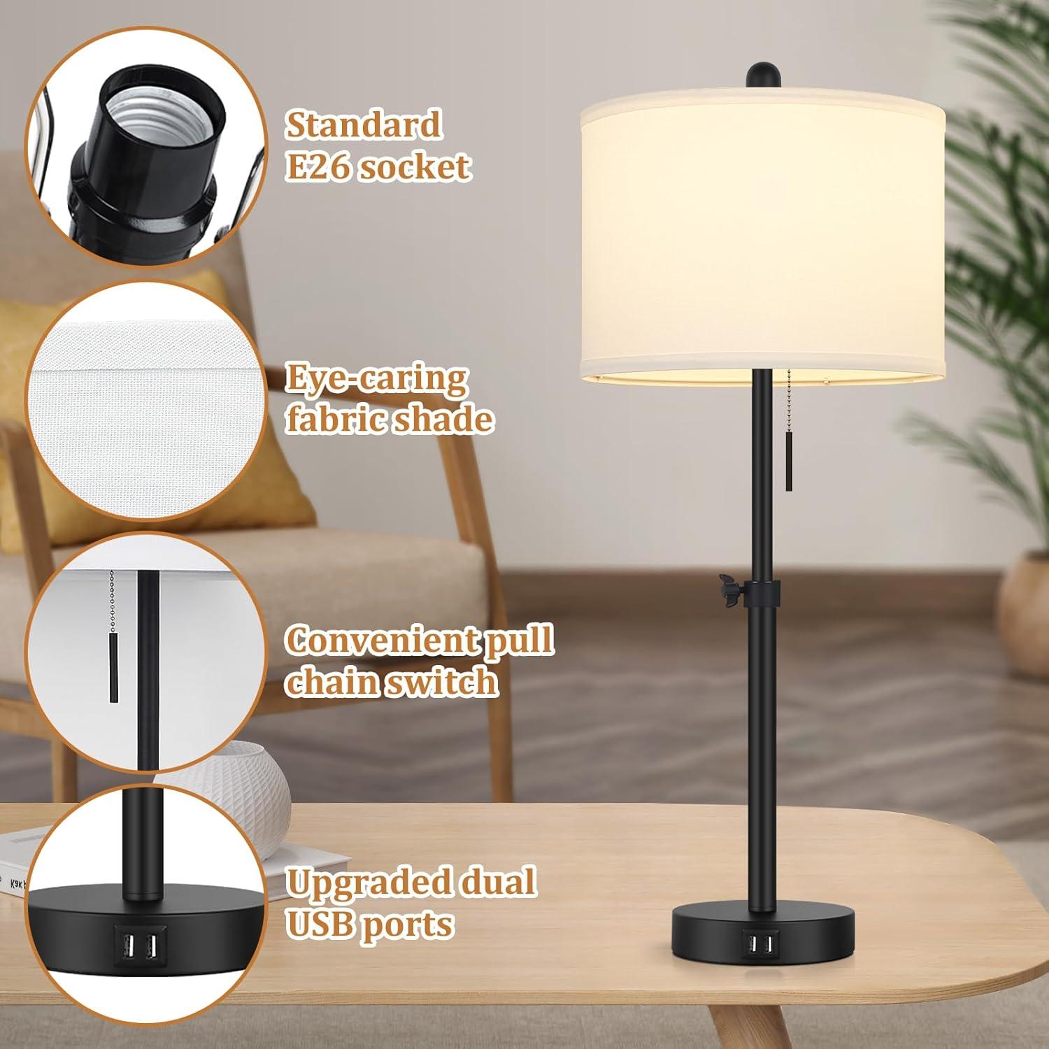 Juego de 2 Lámparas de Mesa Ajustables Kondras Negro