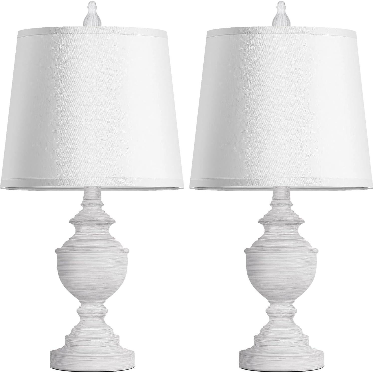 Juego de 2 Lámparas de Mesa Retro PARTPHONER 55.88 cm Blanca