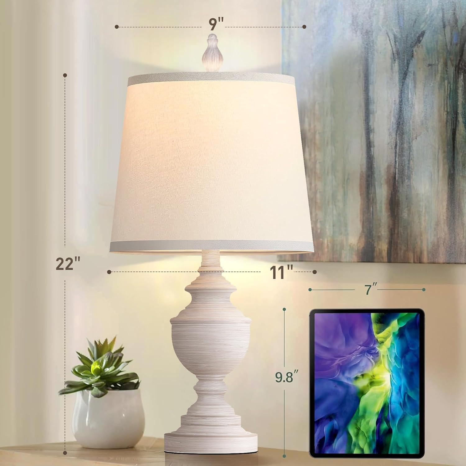 Juego de 2 Lámparas de Mesa Retro PARTPHONER 55.88 cm Blanca