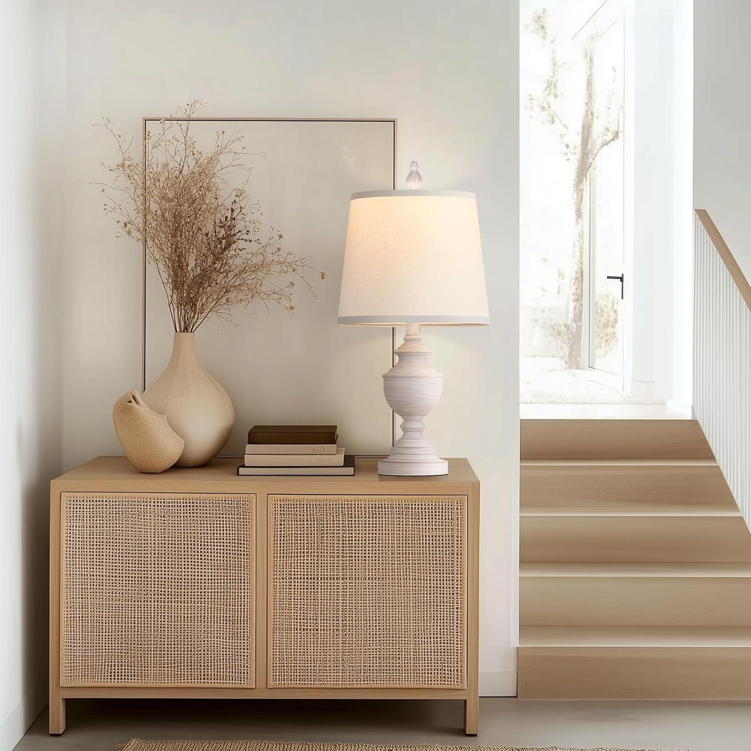 Juego de 2 Lámparas de Mesa Retro PARTPHONER 55.88 cm Blanca