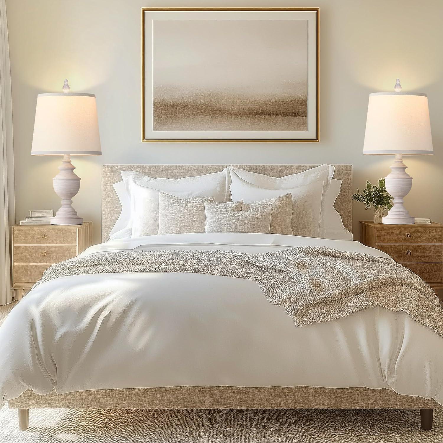 Juego de 2 Lámparas de Mesa Retro PARTPHONER 55.88 cm Blanca