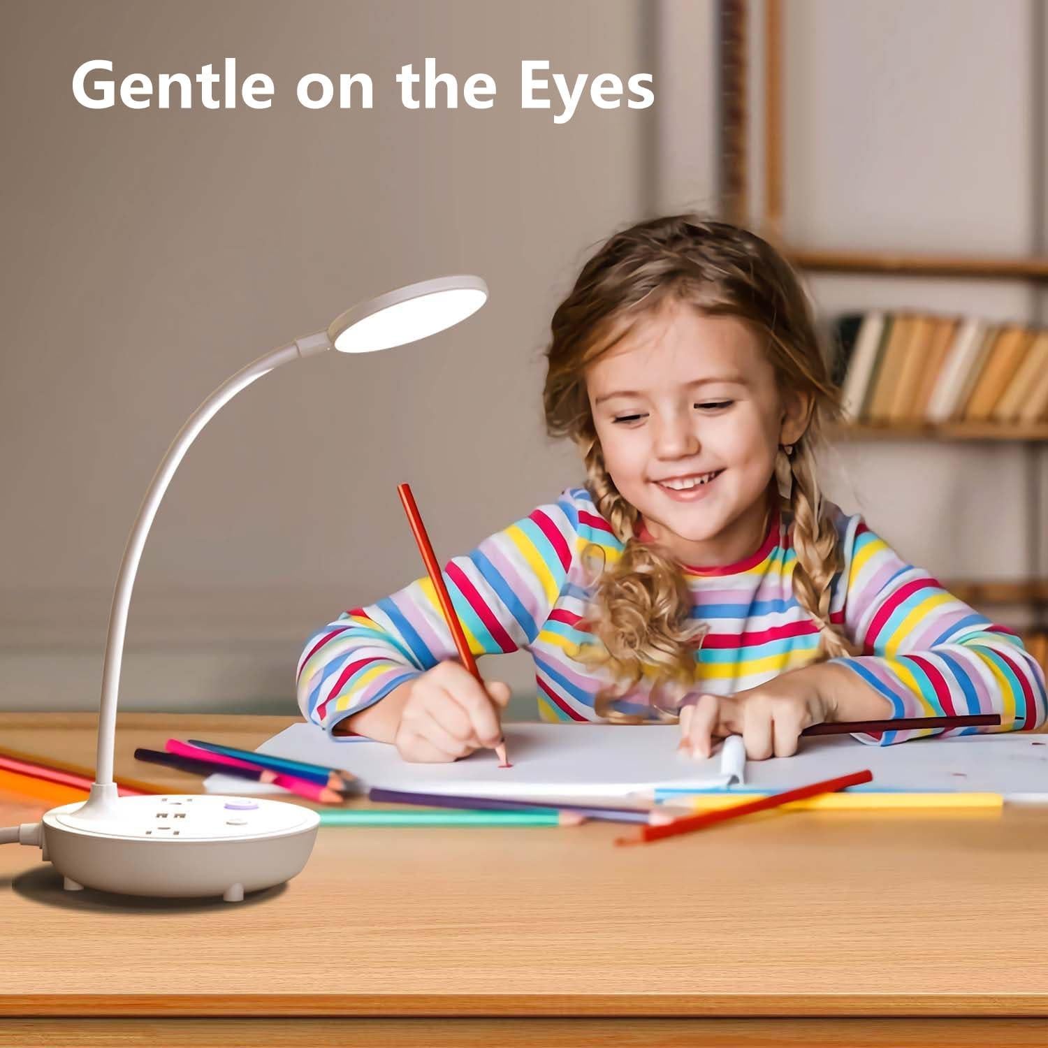 Lámpara de Escritorio LED Bodun Blanca con 2 Puertos USB