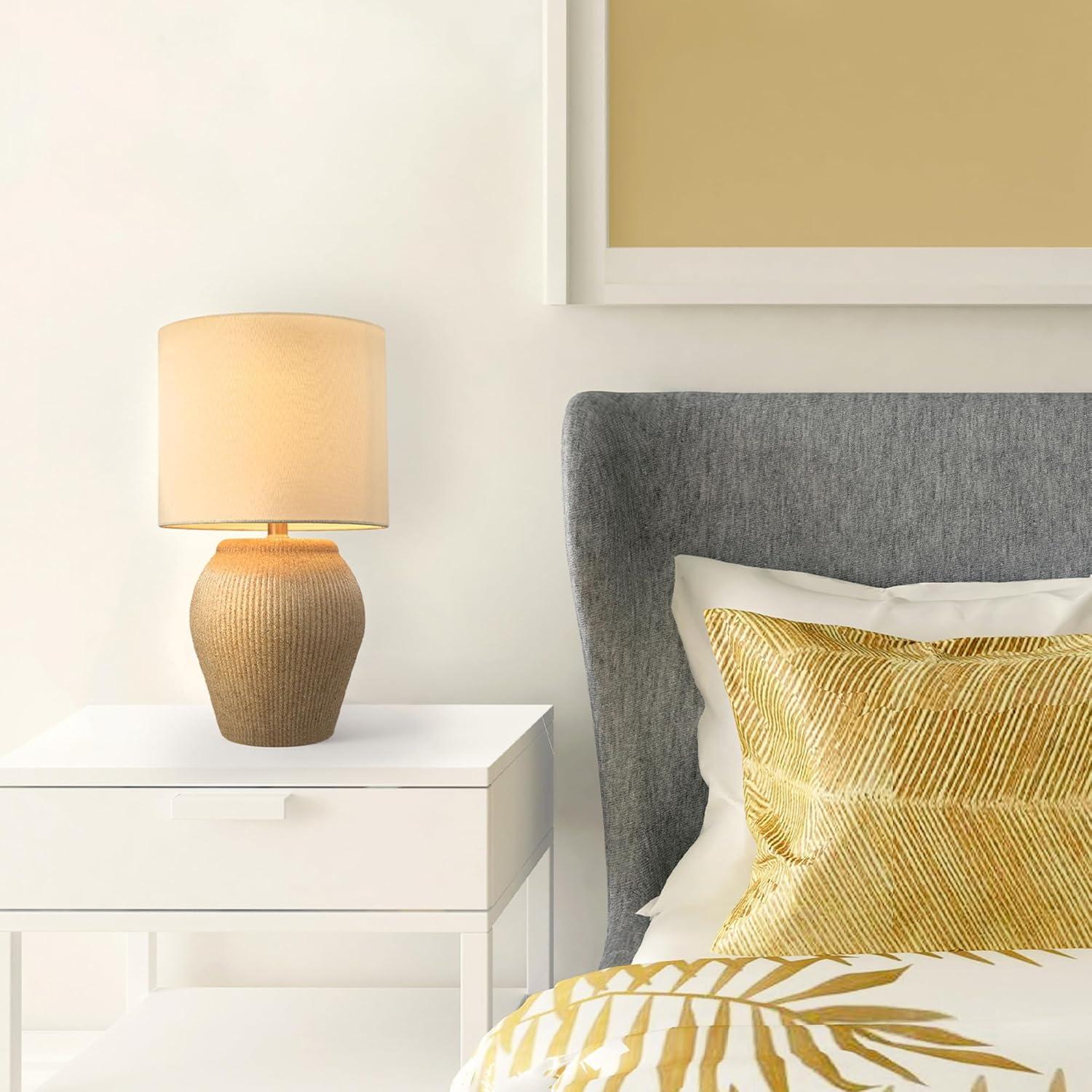 Lámpara de Mesa Cerámica GLOBE Electric 43 cm Beige Suave