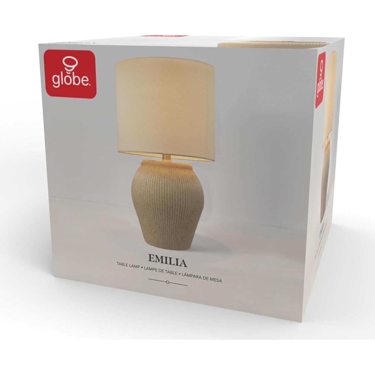 Lámpara de Mesa Cerámica GLOBE Electric 43 cm Beige Suave