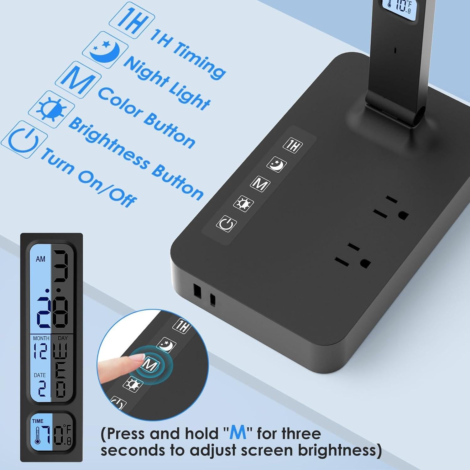 Lámpara de Escritorio LED HONIX T228C-Up con Carga USB